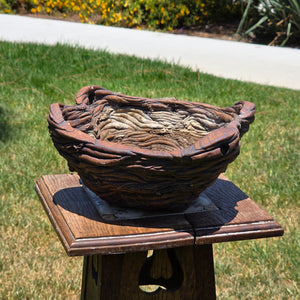 Vintage Faux Bois Root Vine Hanging Planter Heavy Pottery Rustic Brutalist Wabi