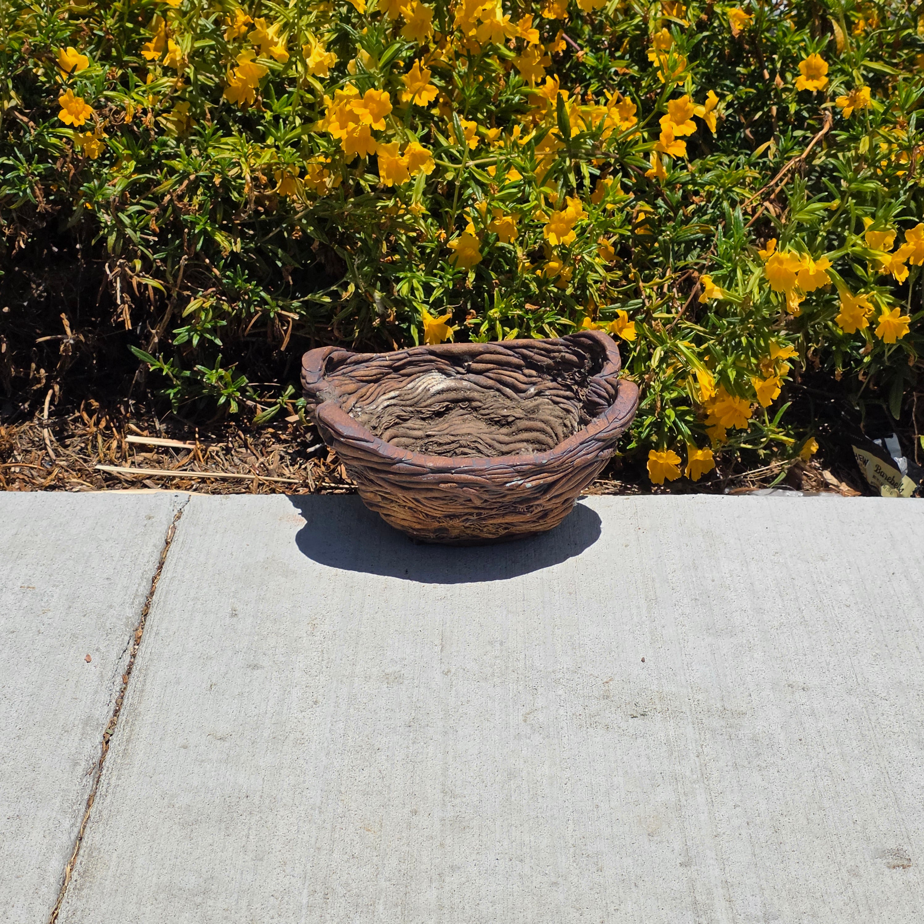 Vintage Faux Bois Root Vine Hanging Planter Heavy Pottery Rustic Brutalist Wabi