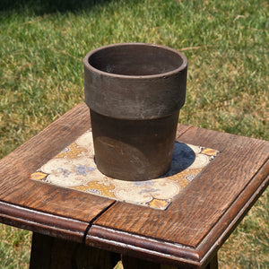 Vintage Unglazed Stoneware Planter Pot Dark Brown Small Rustic Succulent Cactus