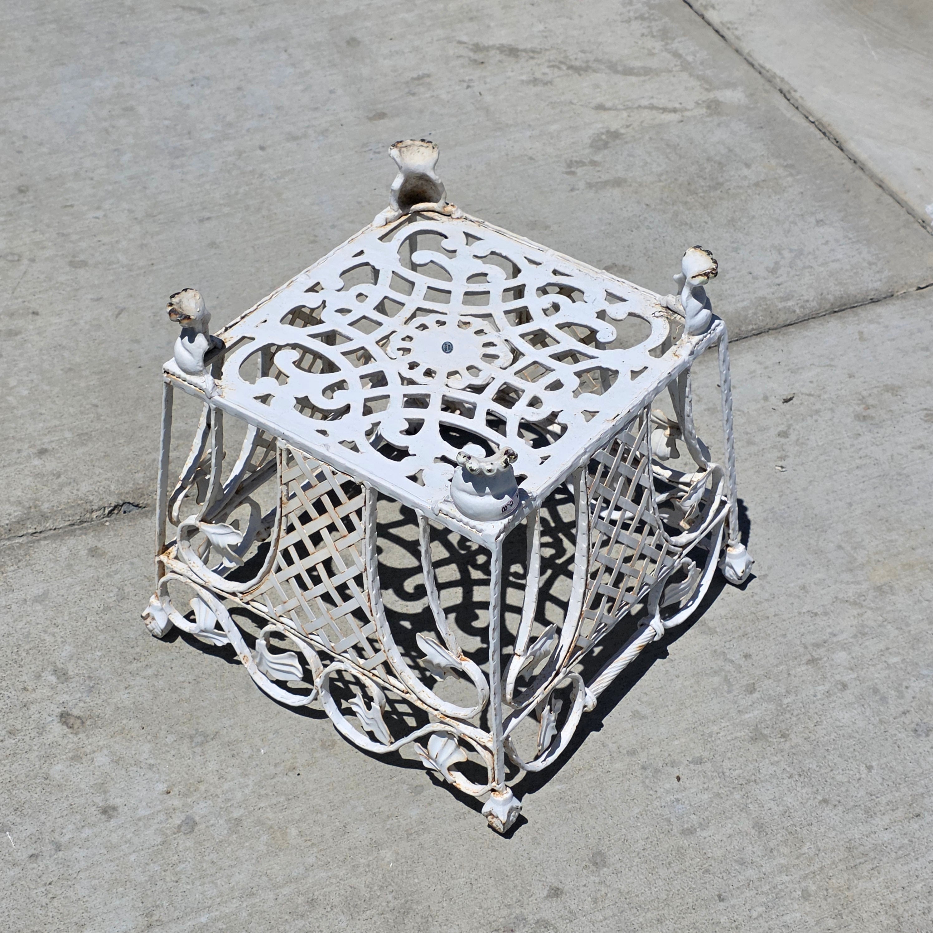 Vintage White Cast Iron Ornate Planter Box Magazine Rack Shabby Chic Heavy