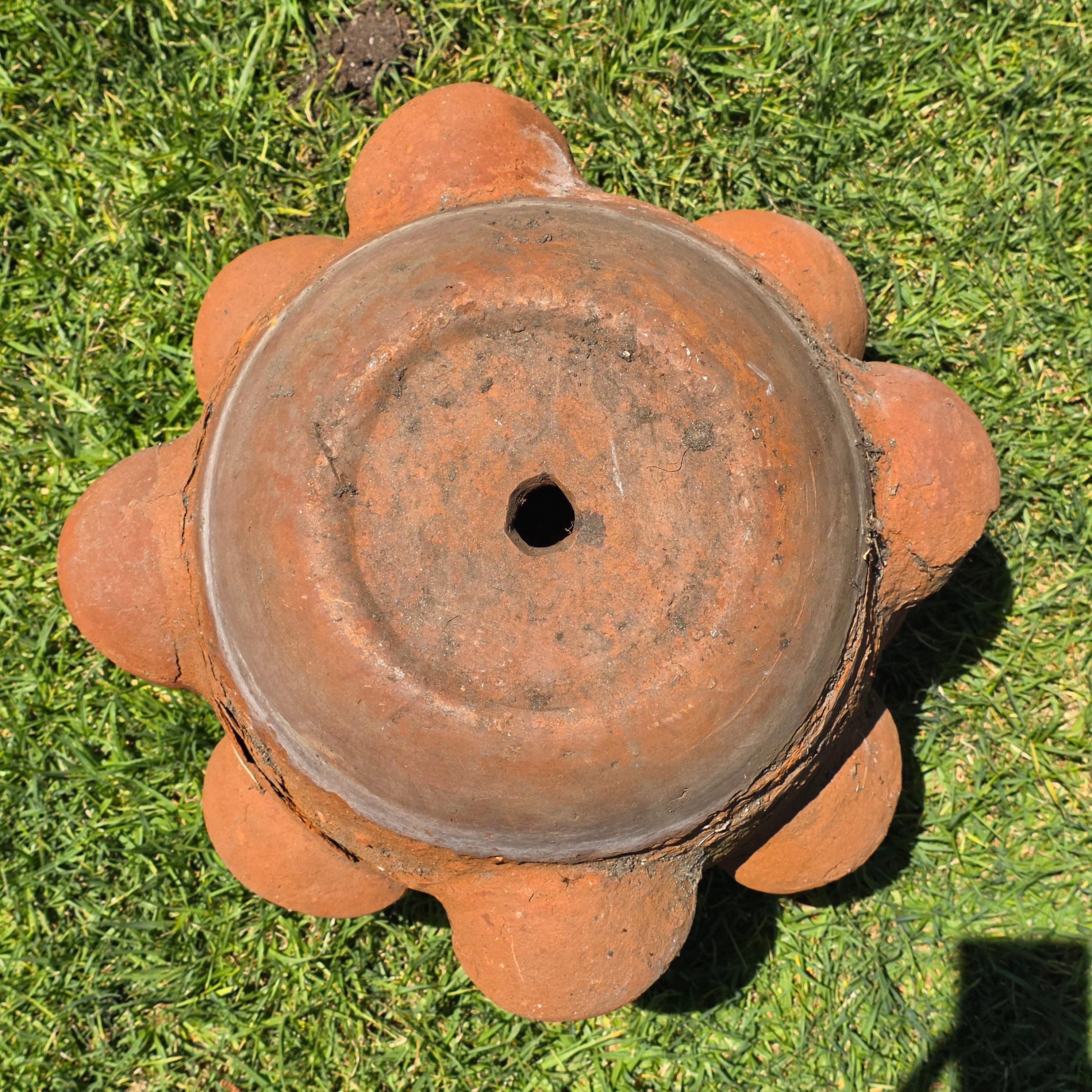 Large Vintage Terracotta Strawberry Pot Planter 12 Pockets Rustic Mexican Clay