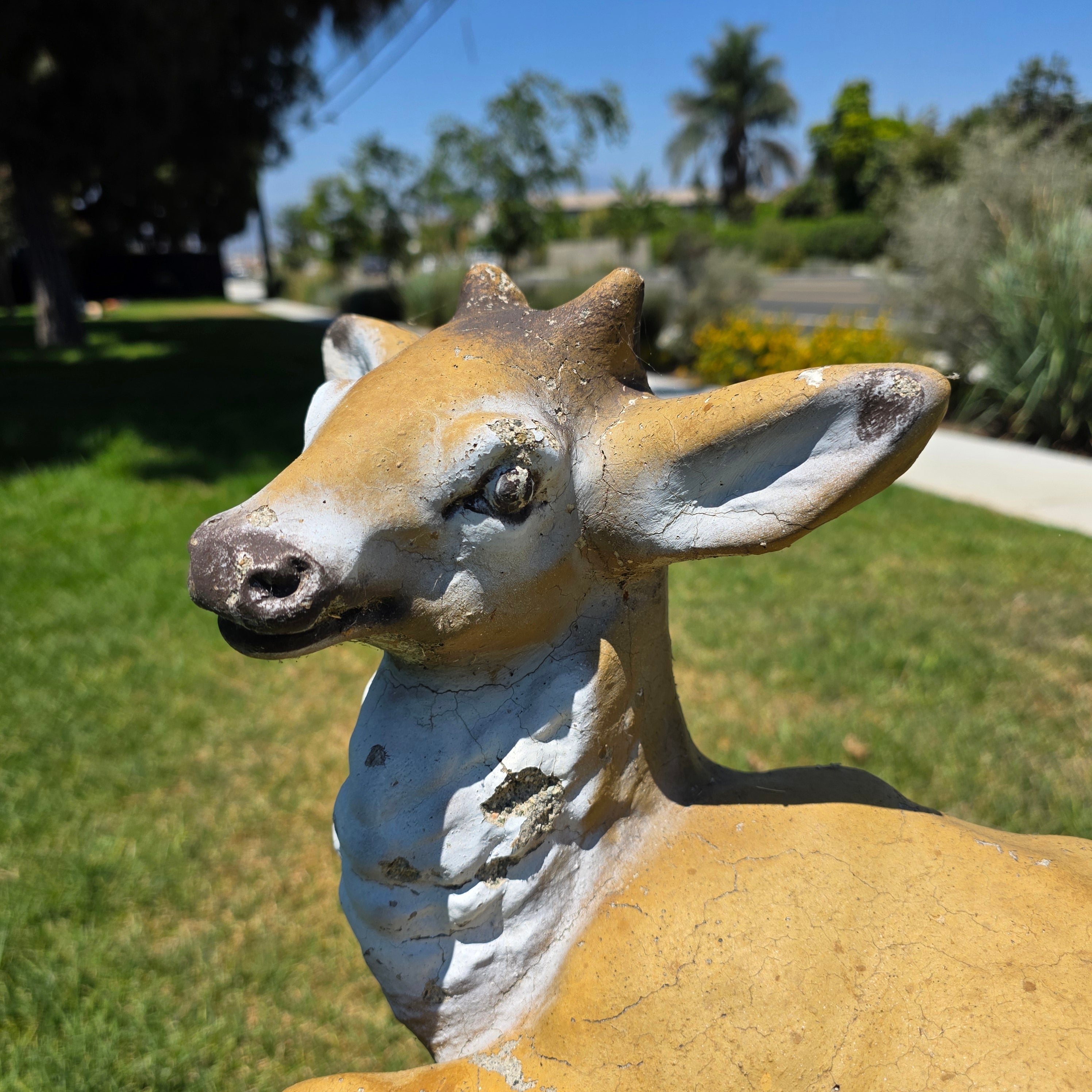 Concrete Deer Fawn Statue Garden Yard Art Ornament