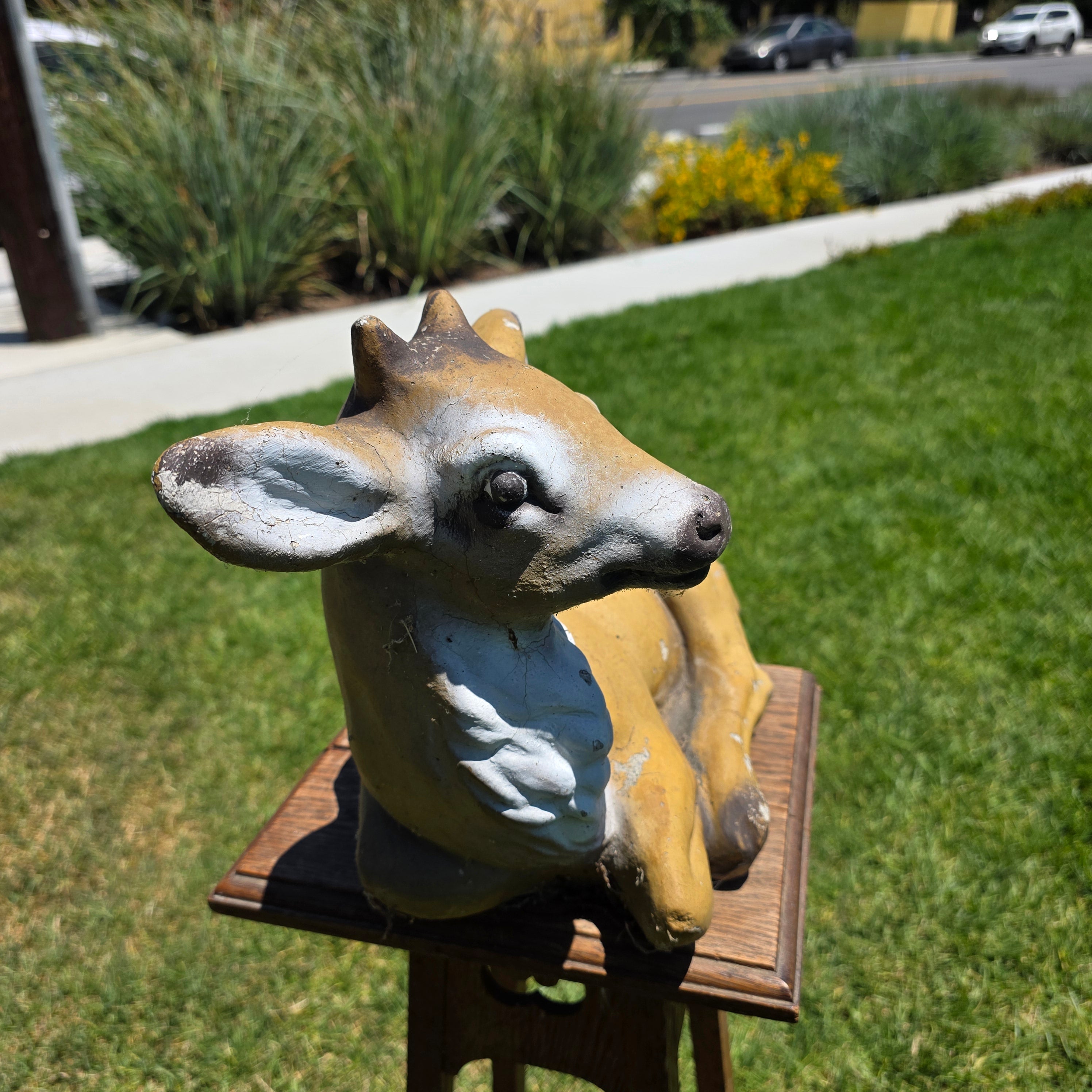 Concrete Deer Fawn Statue Garden Yard Art Ornament