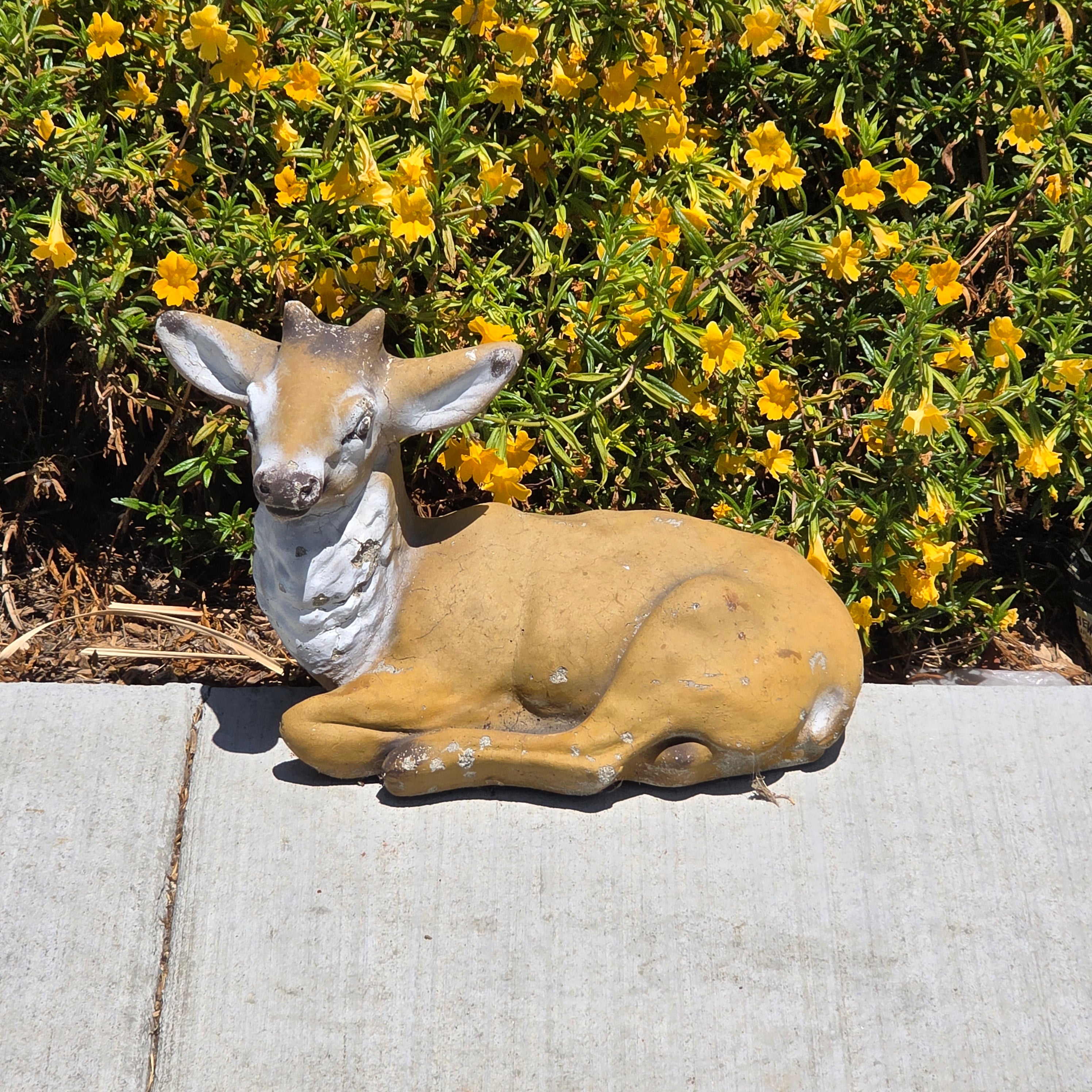 Concrete Deer Fawn Statue Garden Yard Art Ornament
