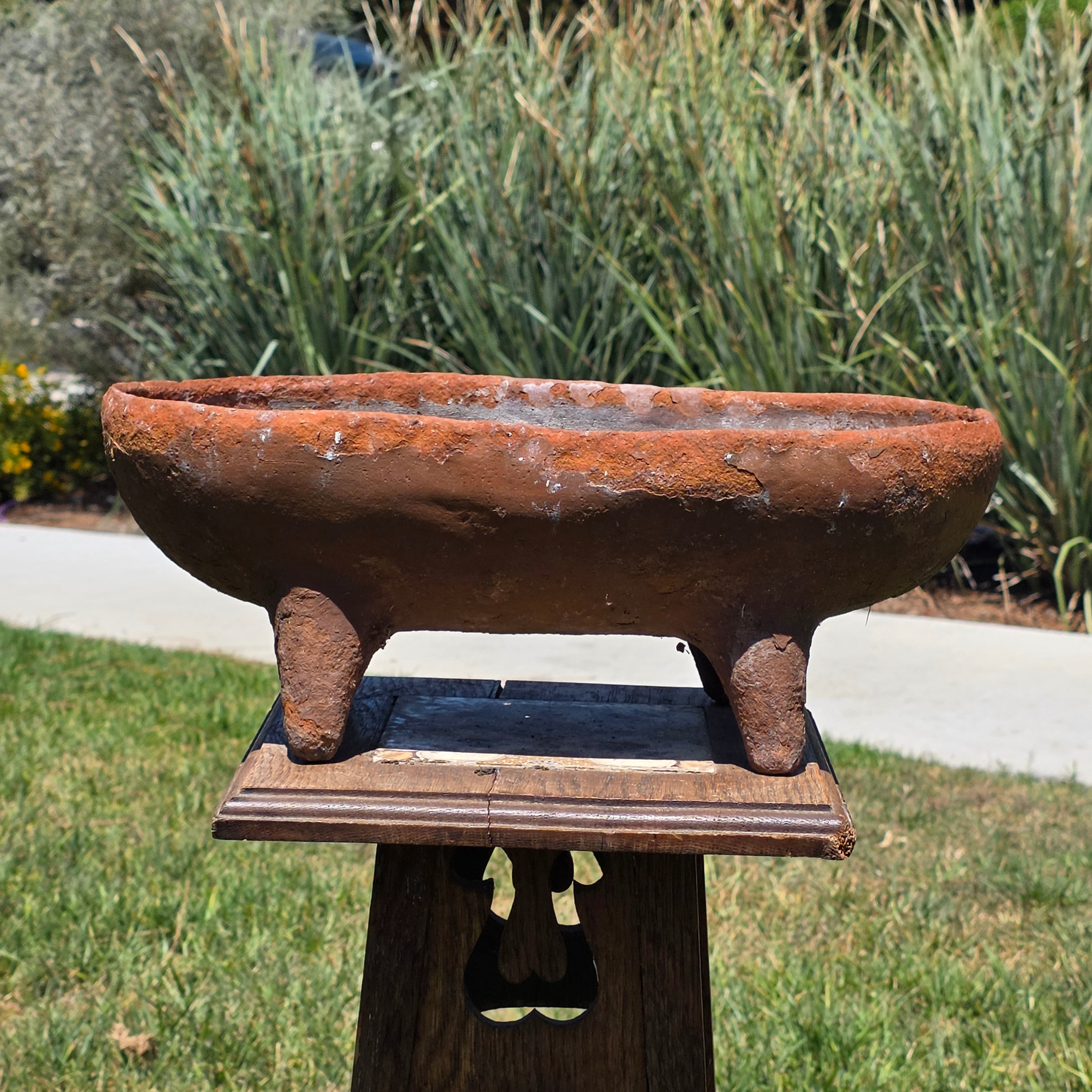 Vintage Rustic Footed Planter Oval Trough Terracotta Clay Succulent Pot 16.5"