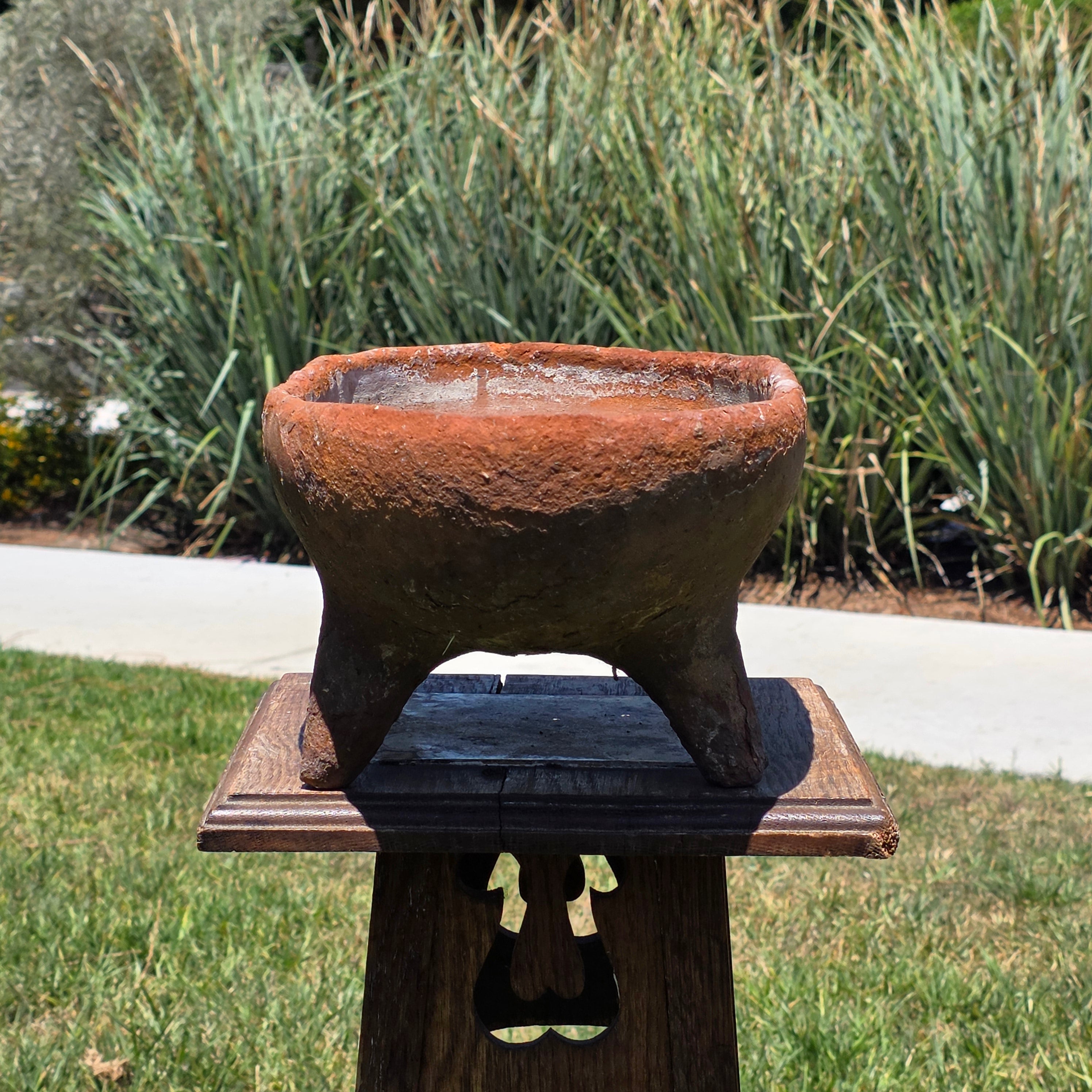 Vintage Rustic Footed Planter Oval Trough Terracotta Clay Succulent Pot 16.5"