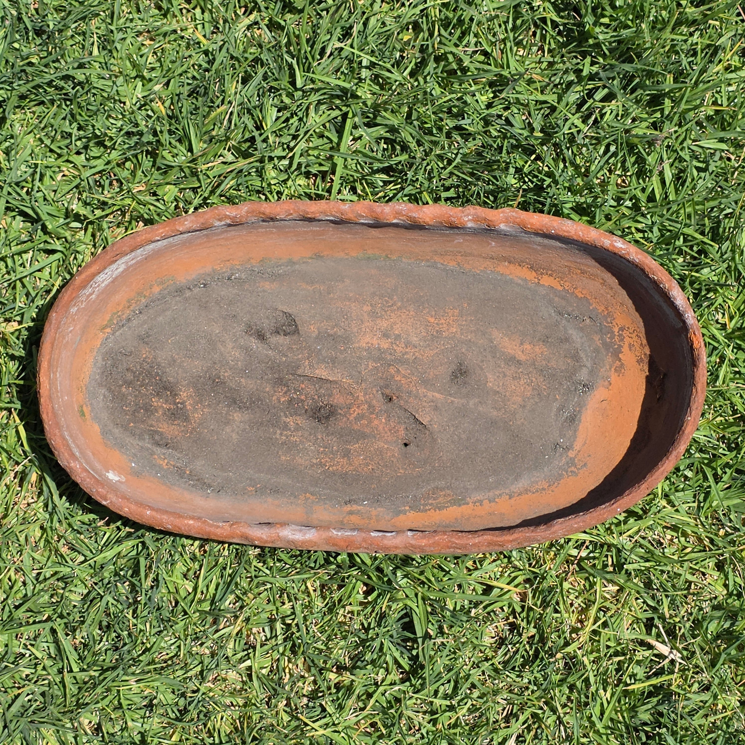 Vintage Rustic Footed Planter Oval Trough Terracotta Clay Succulent Pot 16.5"