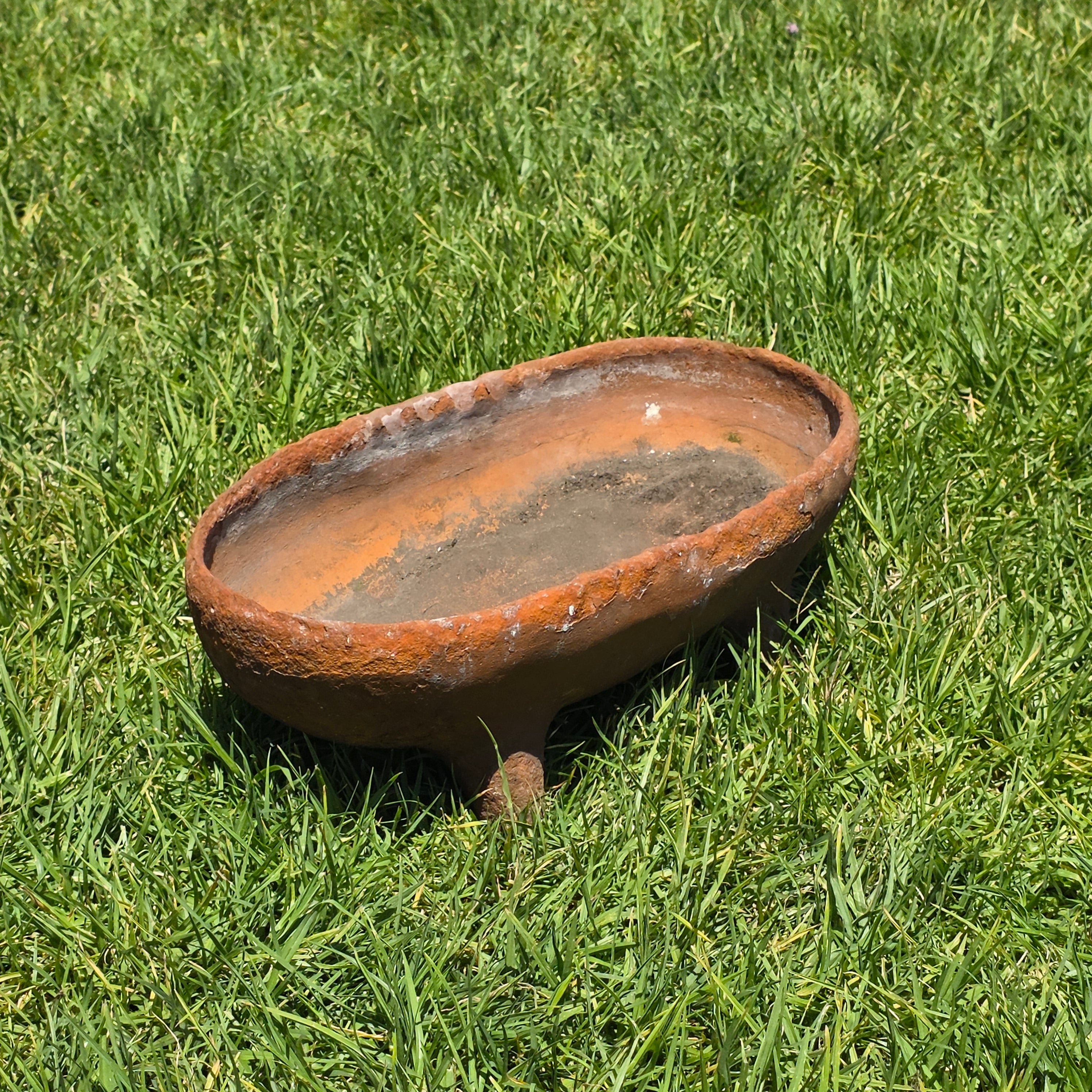 Vintage Rustic Footed Planter Oval Trough Terracotta Clay Succulent Pot 16.5"