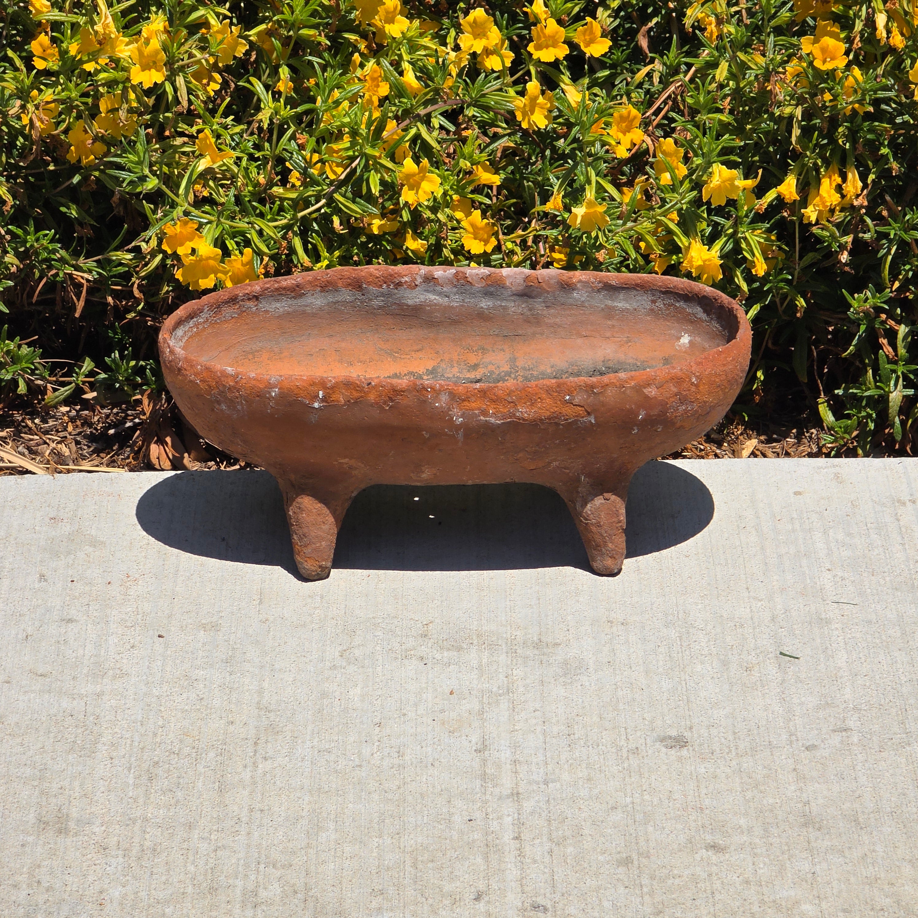 Vintage Rustic Footed Planter Oval Trough Terracotta Clay Succulent Pot 16.5"