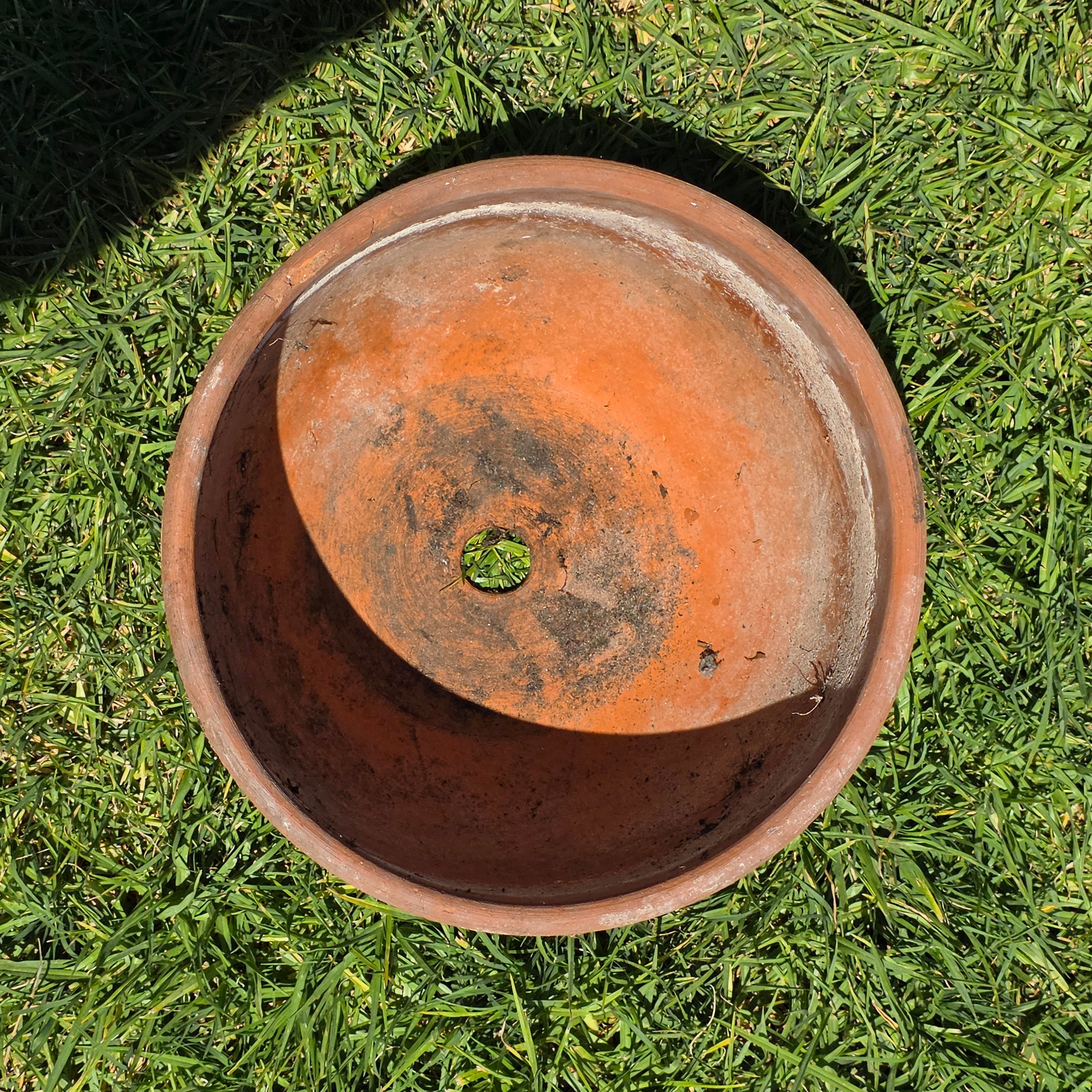 Vintage Large Terracotta Planter Pot Geometric Aztec Southwestern Clay 11.5"