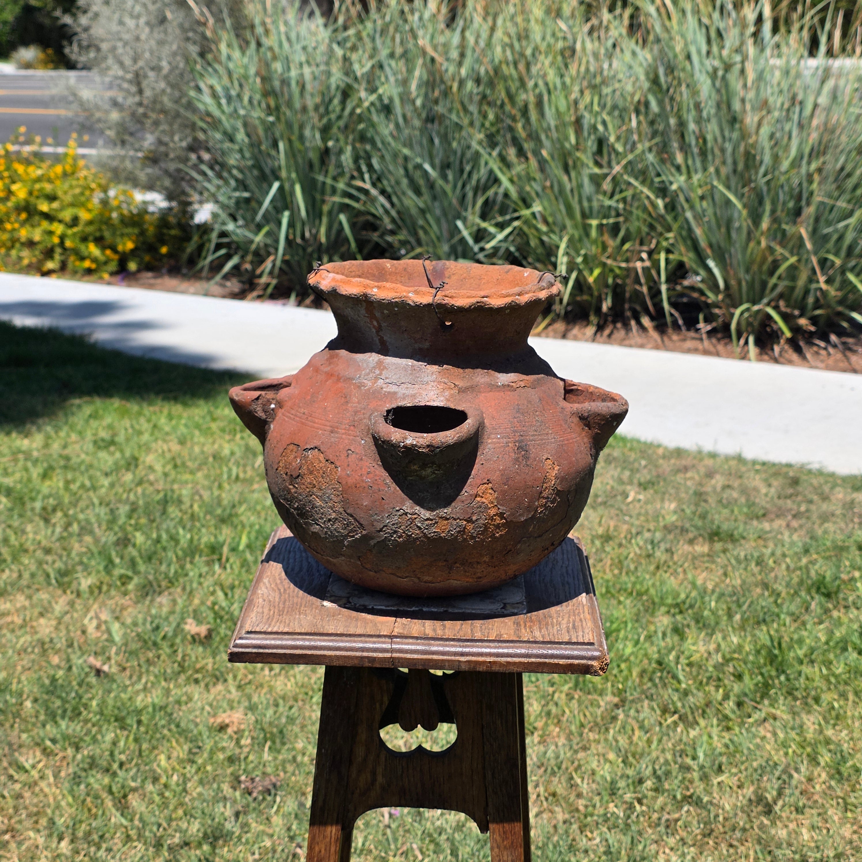 Vintage Terracotta Strawberry Pot Hanging Planter Rustic Clay 4 Pocket 12"