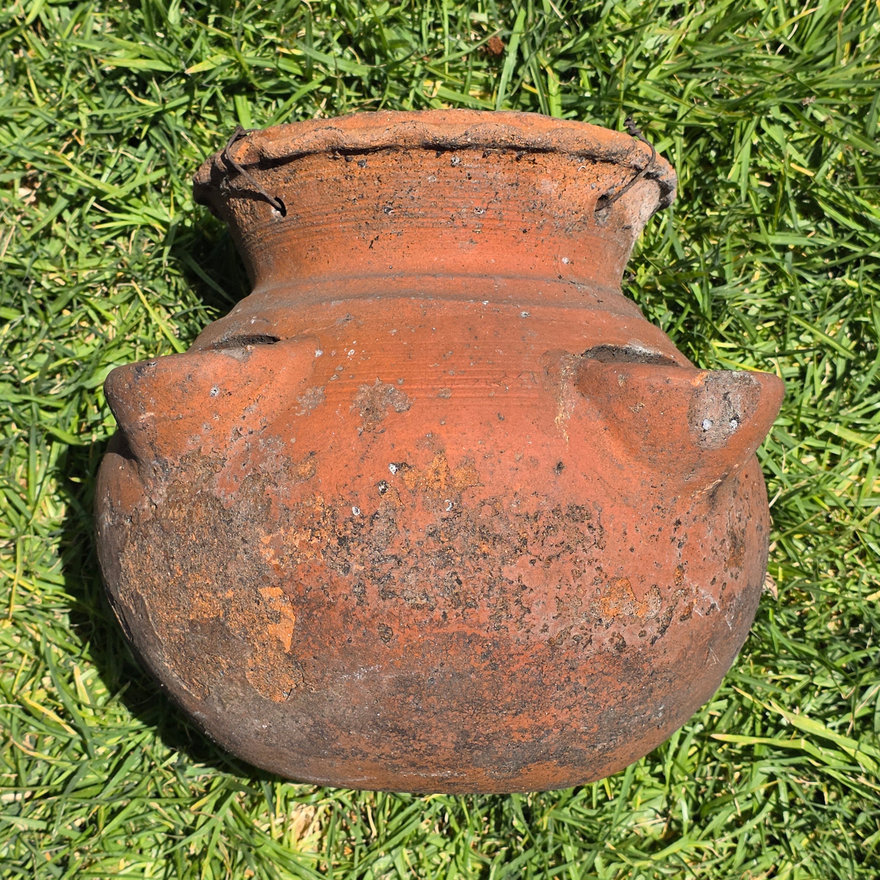 Vintage Terracotta Strawberry Pot Hanging Planter Rustic Clay 4 Pocket 12"