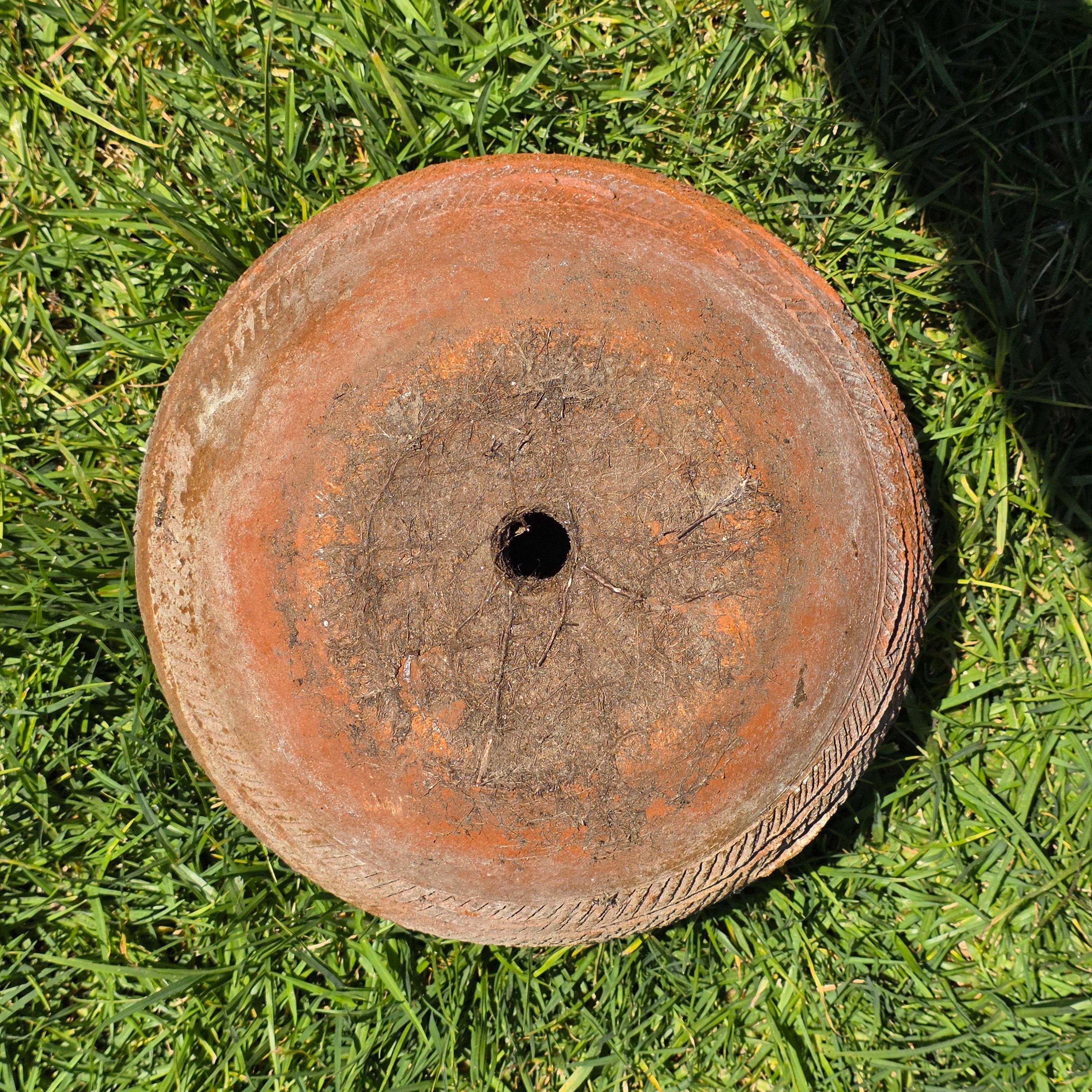 Vintage Rustic Terracotta Planter Pot Round Primitive Textured Clay Wabi-Sabi 11"