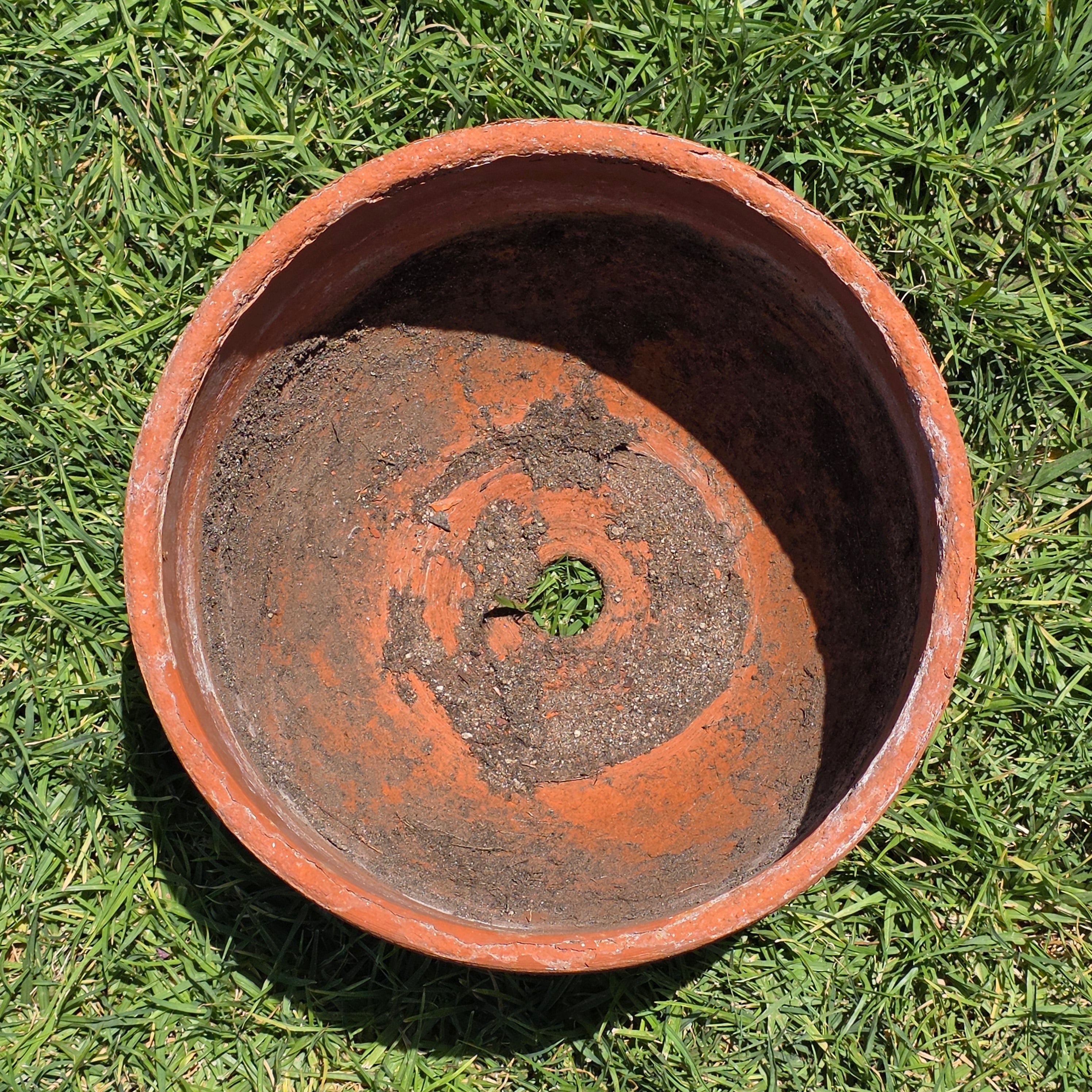 Vintage Large Terracotta Planter Pot Geometric Aztec Southwestern Clay 11.5"