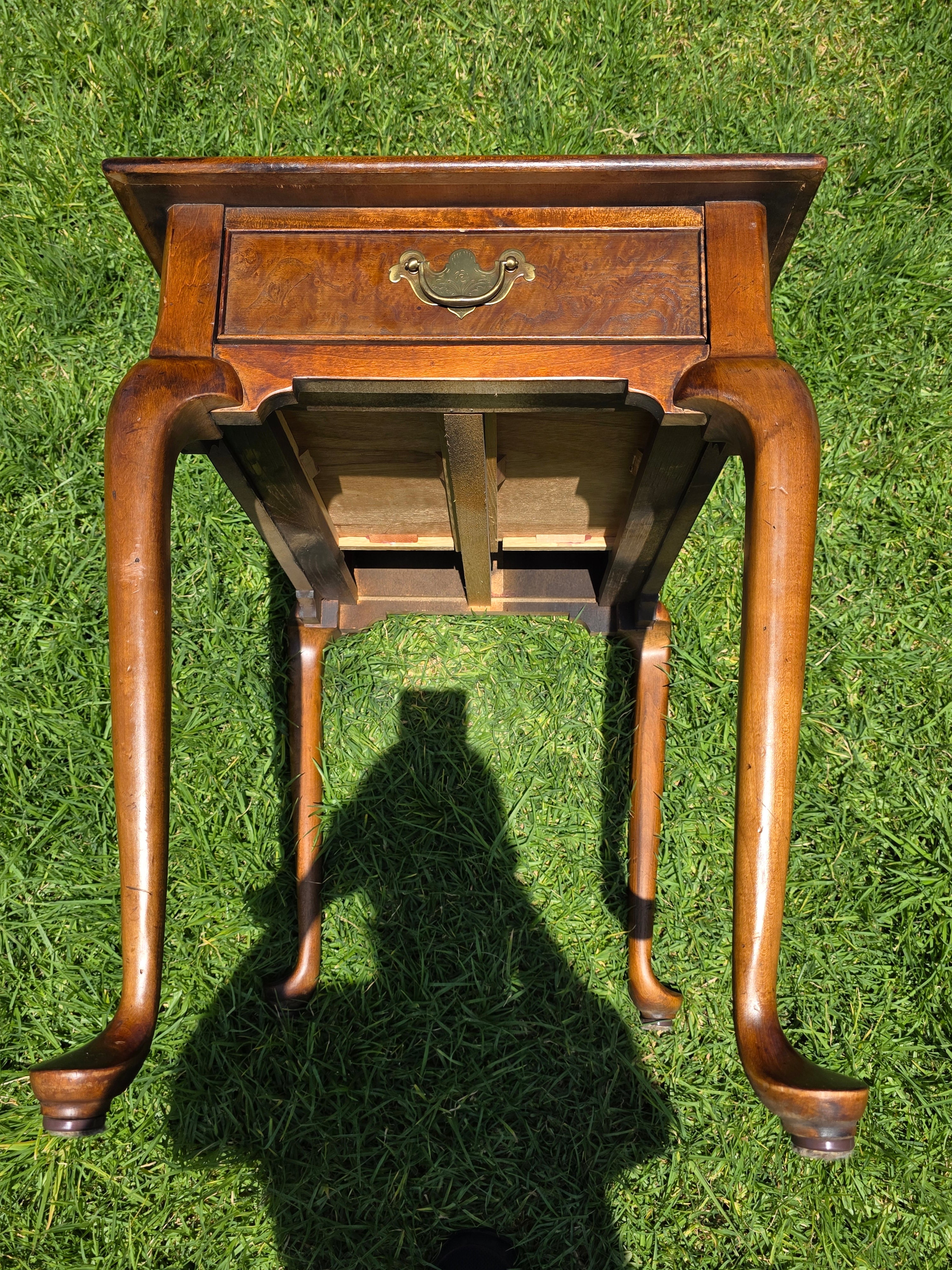 Local Pickup/ Pair Vintage Hekman Queen Anne End Side Tables Burl Wood Walnut Cabriole Legs