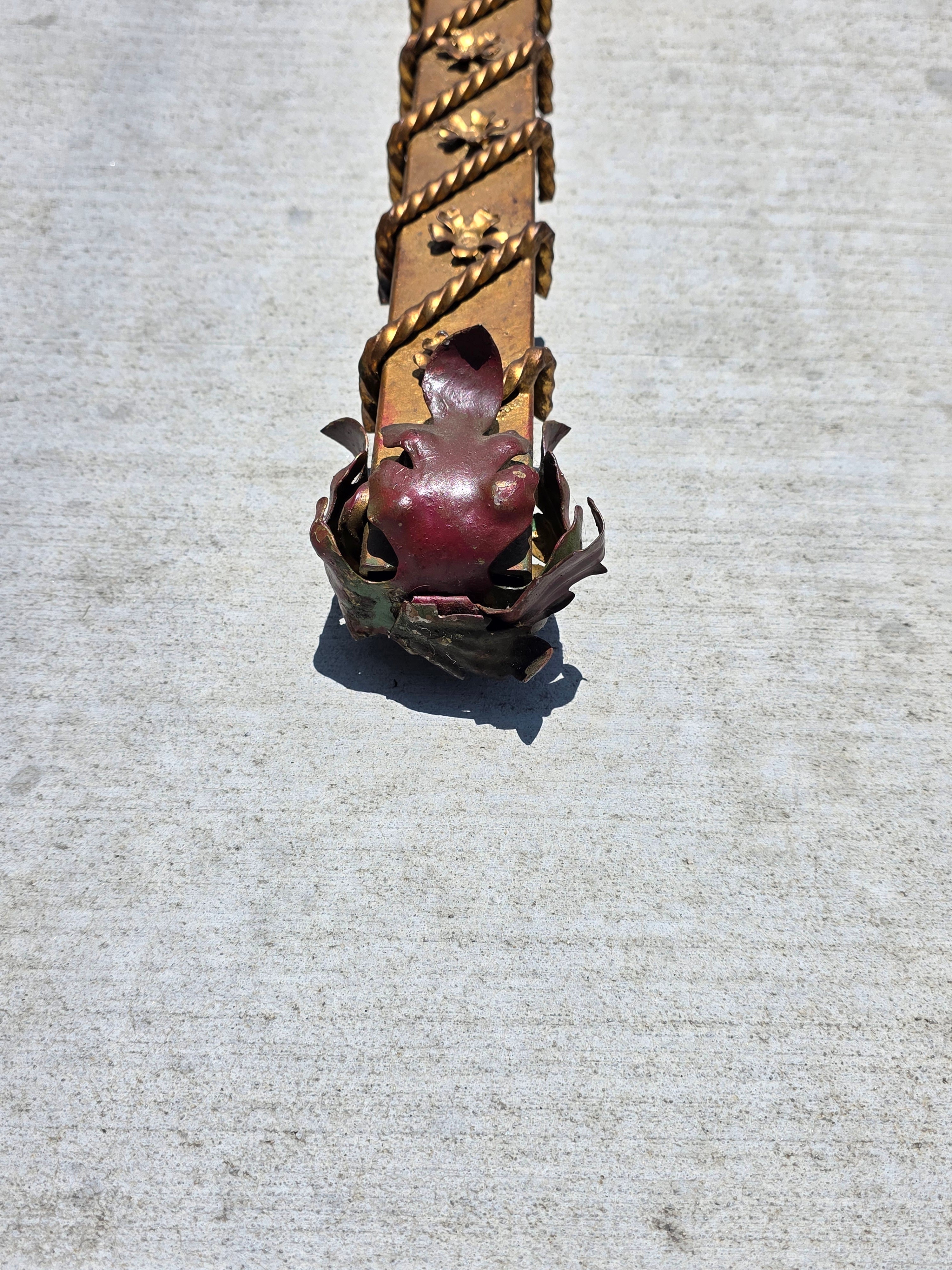 Share Pair Vintage Florentia Italy Large 40" Wall Sconce Planter Torch Gilt Metal Tole