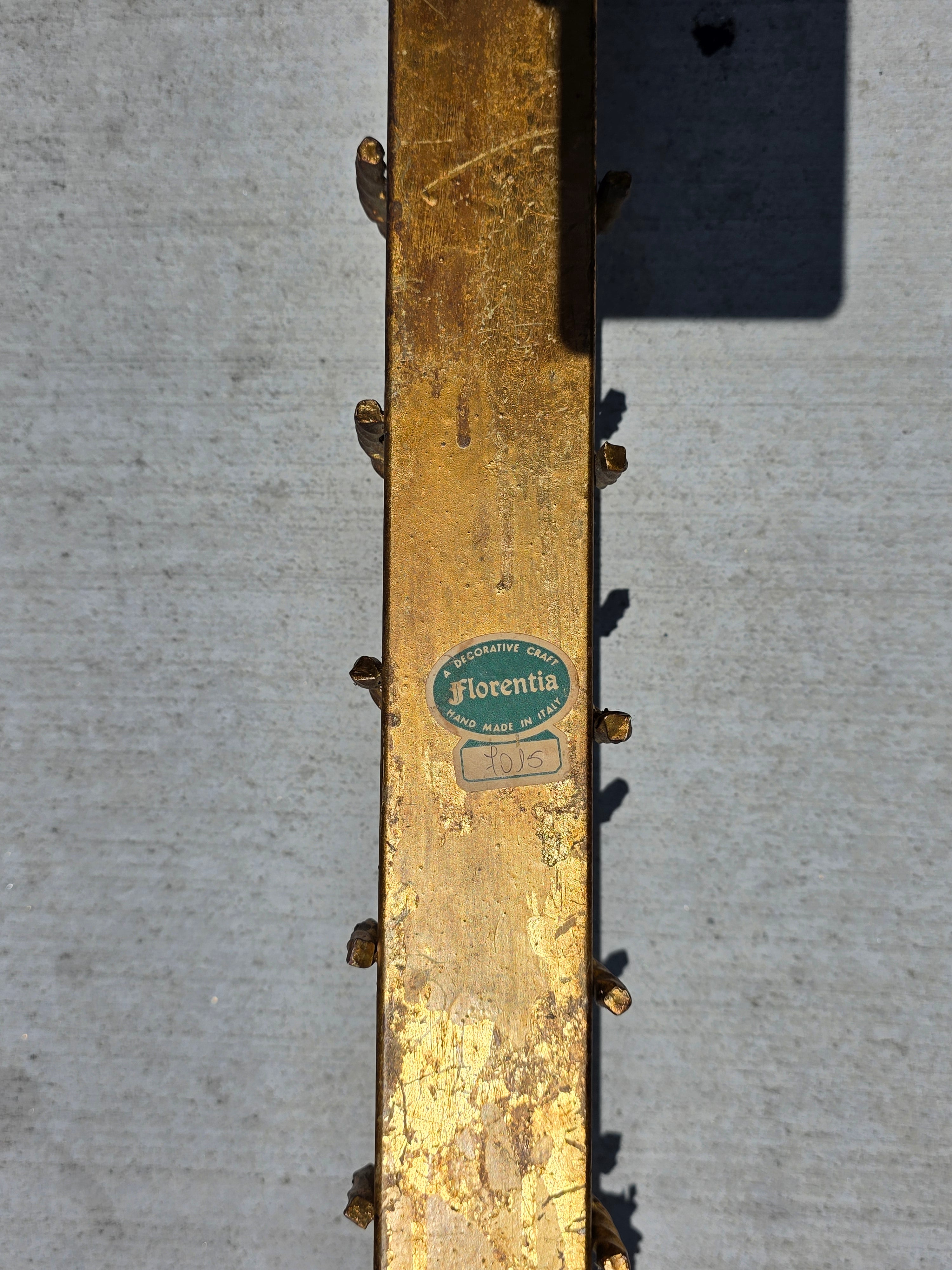 Share Pair Vintage Florentia Italy Large 40" Wall Sconce Planter Torch Gilt Metal Tole