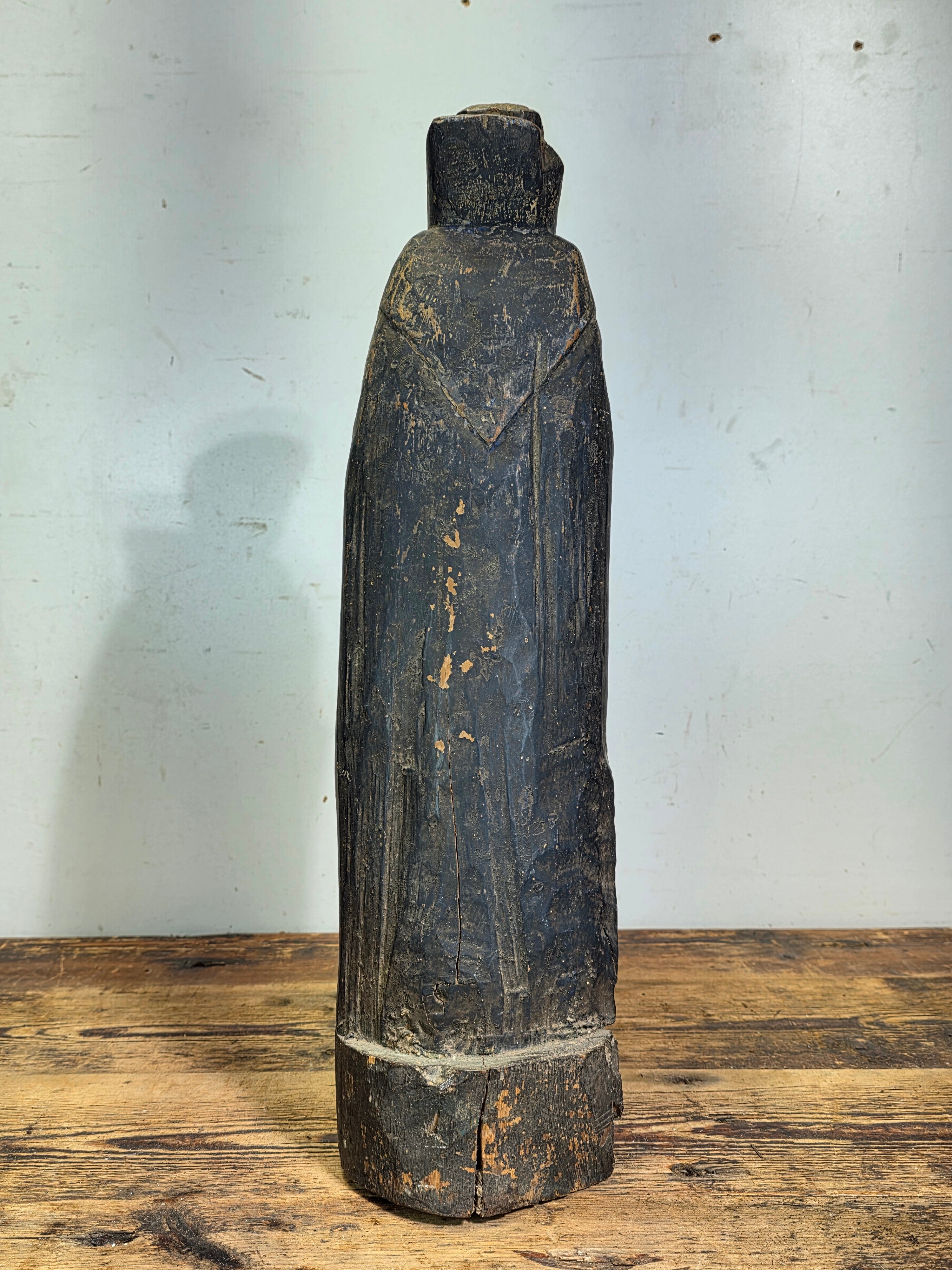 Antique Spanish Colonial Santo Bulto Wood Carving Monk Figure Saint Dominic 20"