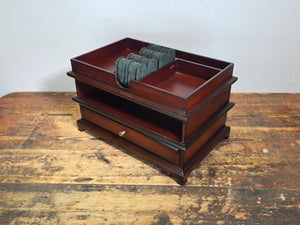Vintage Bombay Company Mahogany 3-Tier Stackable Desk Organizer Watch Valet Box