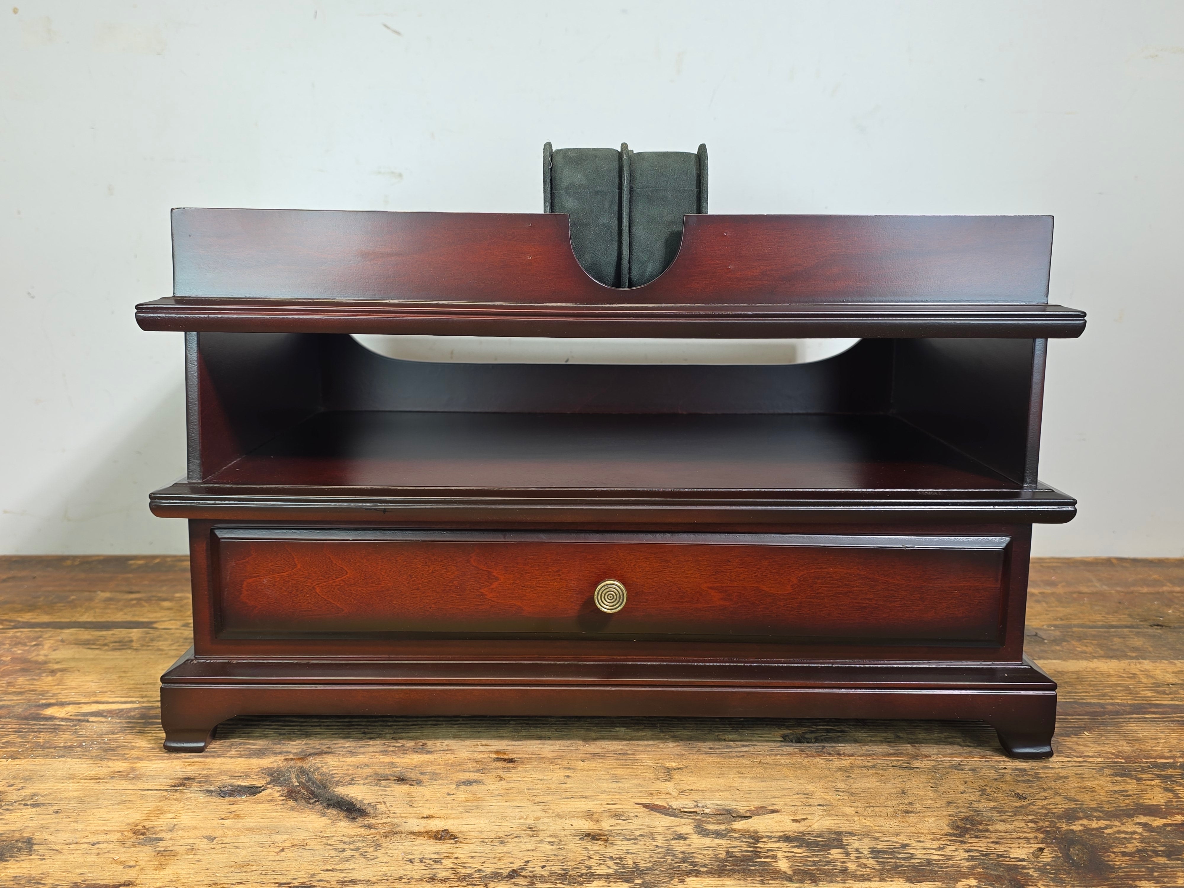 Vintage Bombay Company Mahogany 3-Tier Stackable Desk Organizer Watch Valet Box