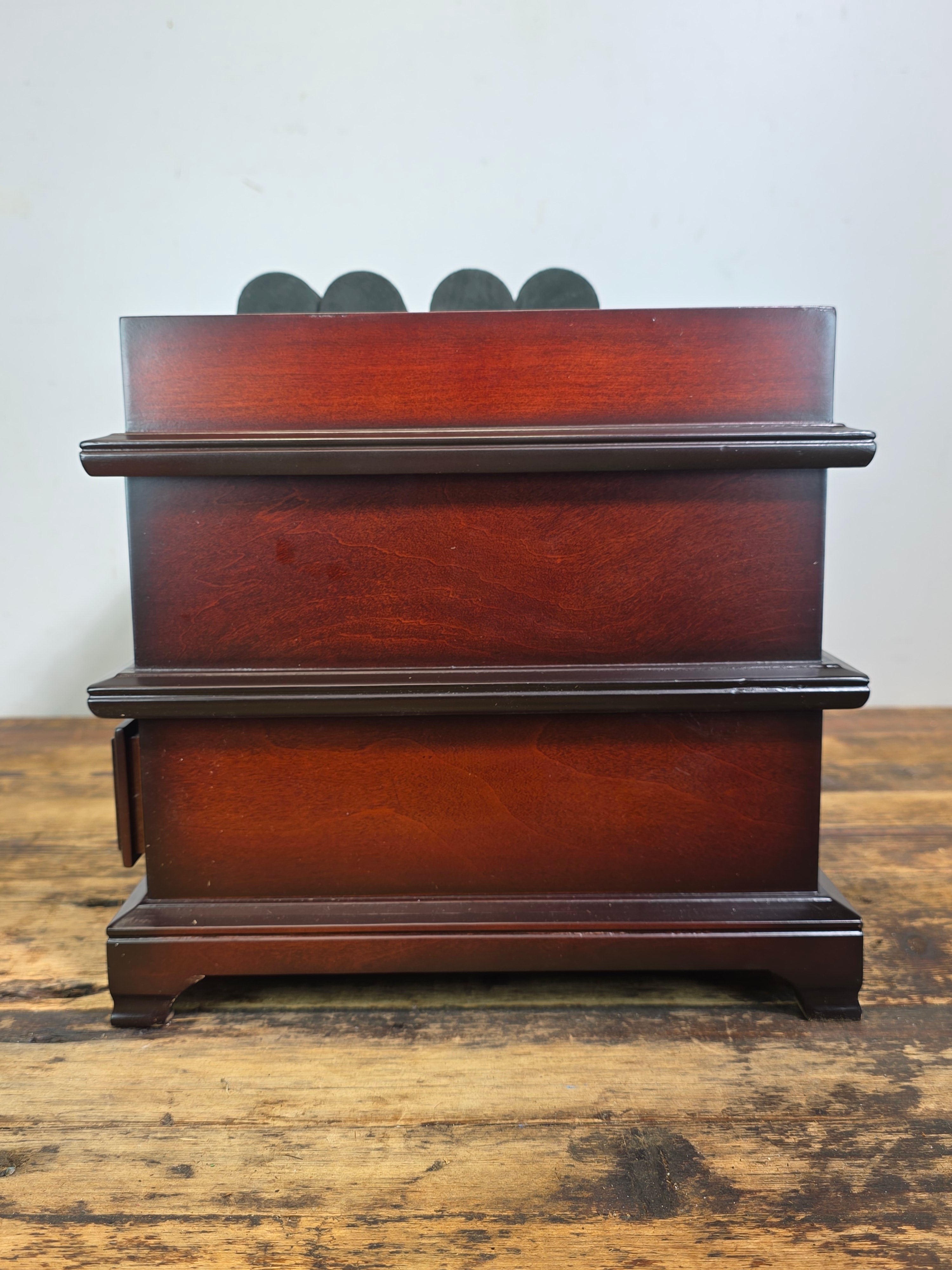 Vintage Bombay Company Mahogany 3-Tier Stackable Desk Organizer Watch Valet Box