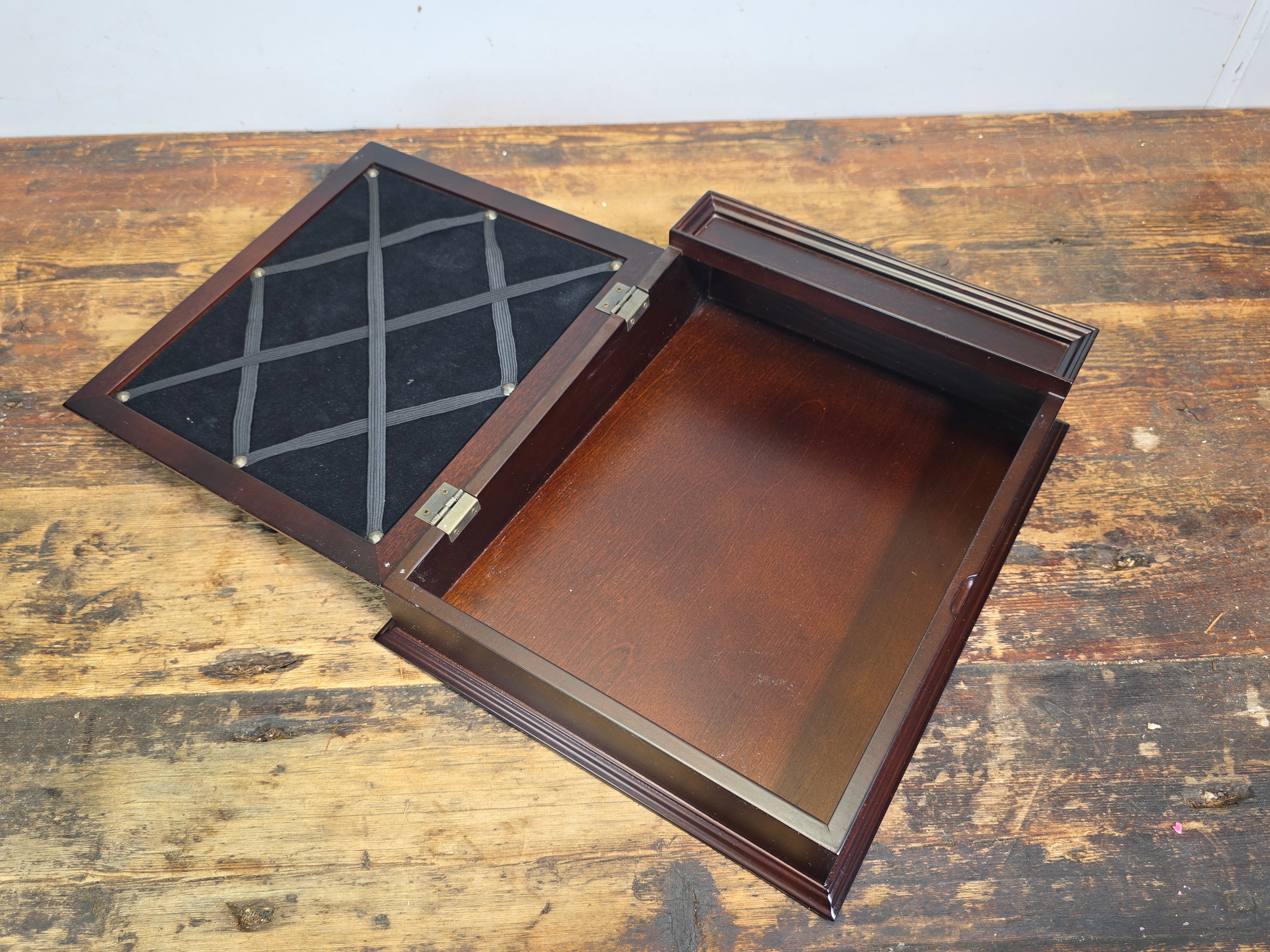 Bombay Company Wood Writing Box Lap Desk Organizer Slant Top Green Faux Leather
