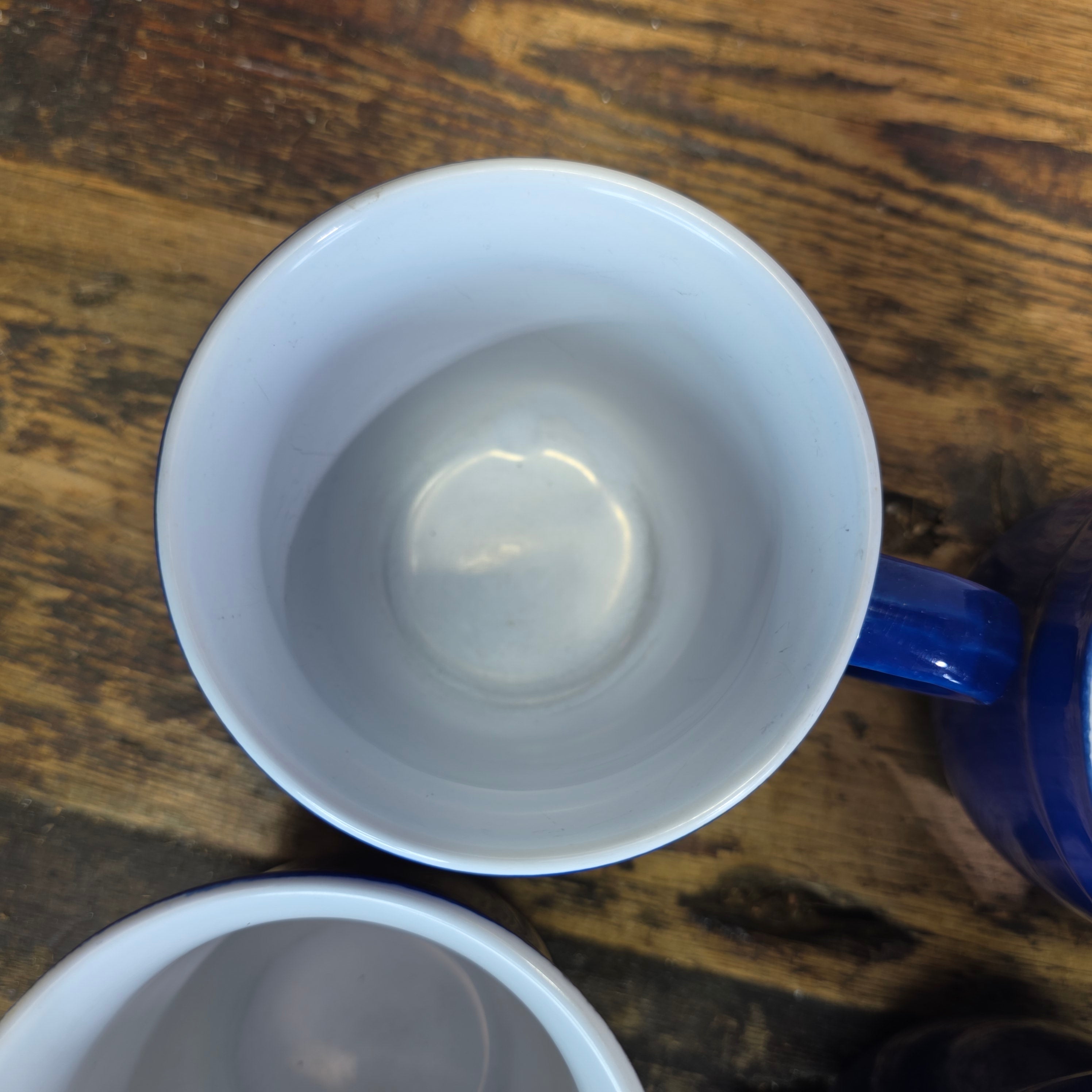 Emile Henry France 8714 Cobalt Blue White Ceramic Coffee Mug Cup Set of 8 AS-IS