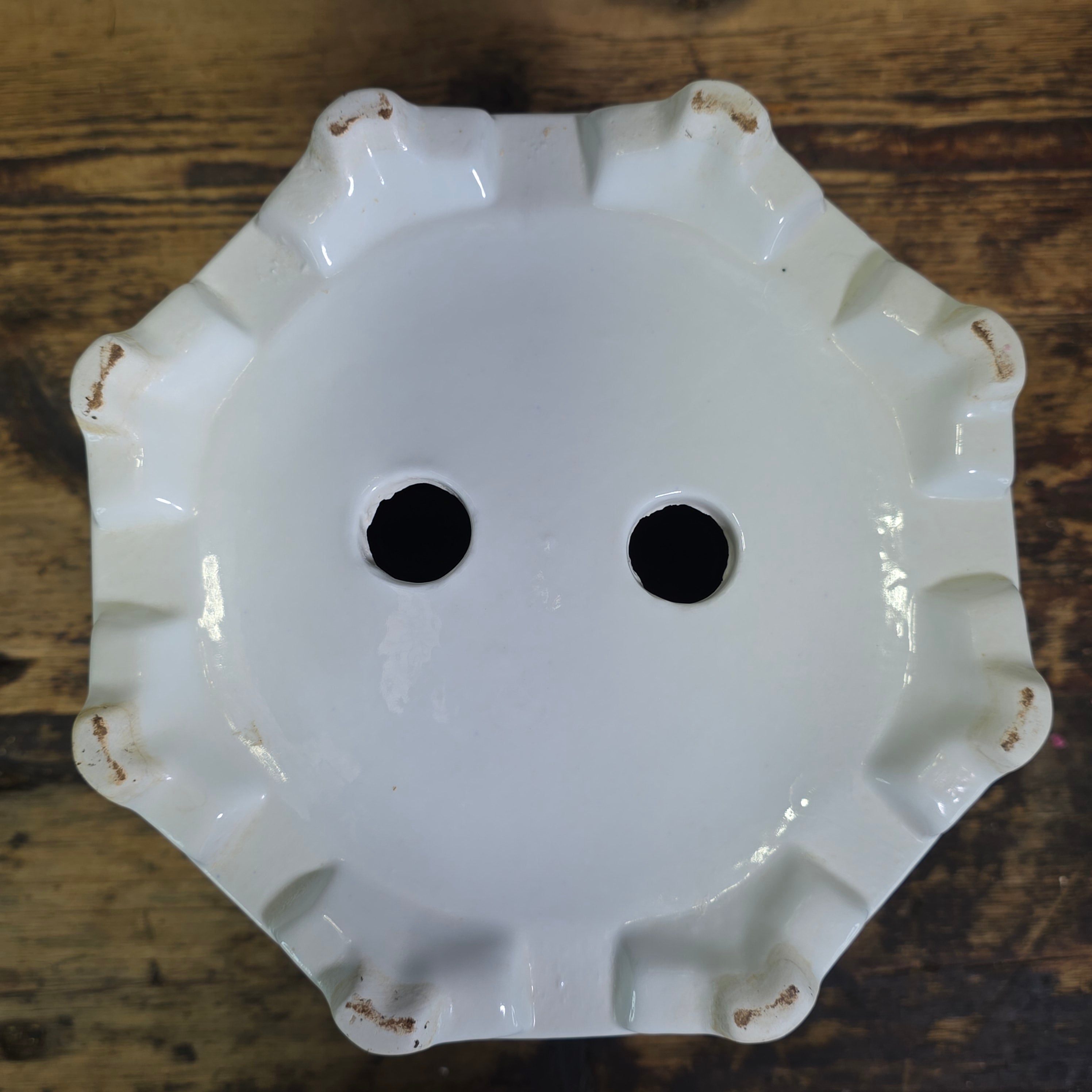 Vintage Chinoiserie Blue White Porcelain Octagonal Flower Pot Planter Jingdezhen