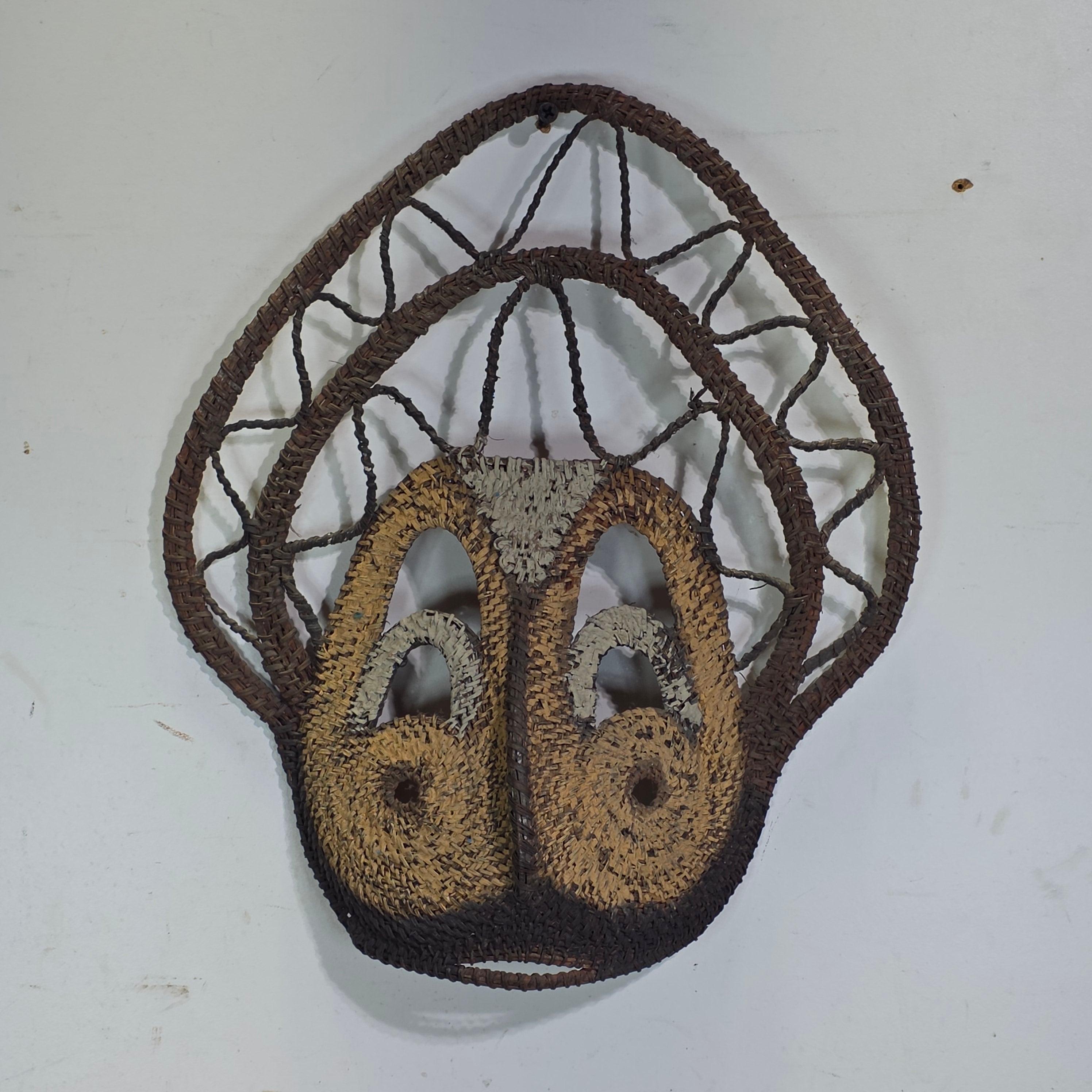 Papua New Guinea Yam Mask Abelam Baba Woven Fiber Vintage Tribal Art Sepik 14"
