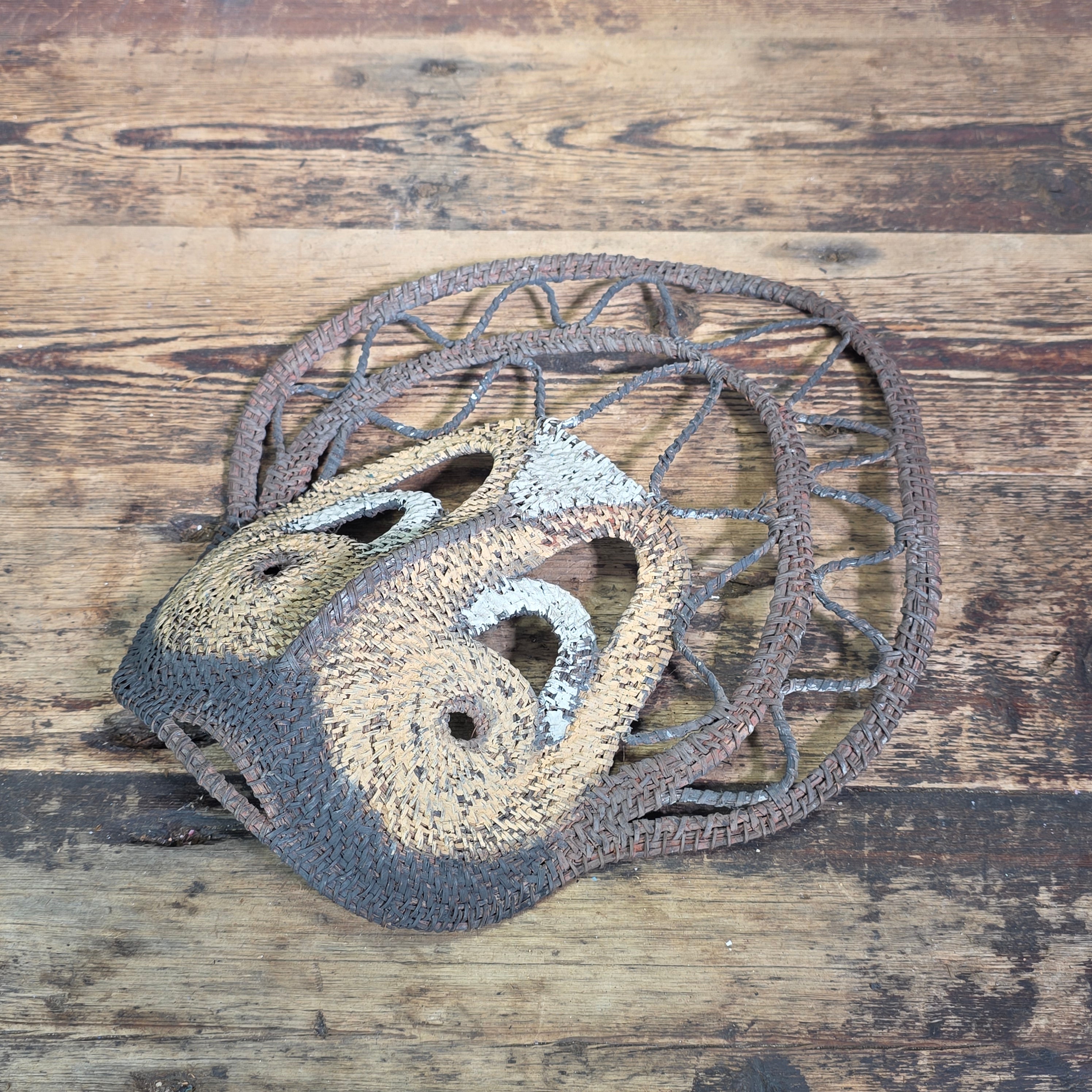 Papua New Guinea Yam Mask Abelam Baba Woven Fiber Vintage Tribal Art Sepik 14"
