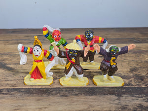Vintage Korean Bongsan Talchum Mask Dance Figures Hand Painted Folk Art Set of 5