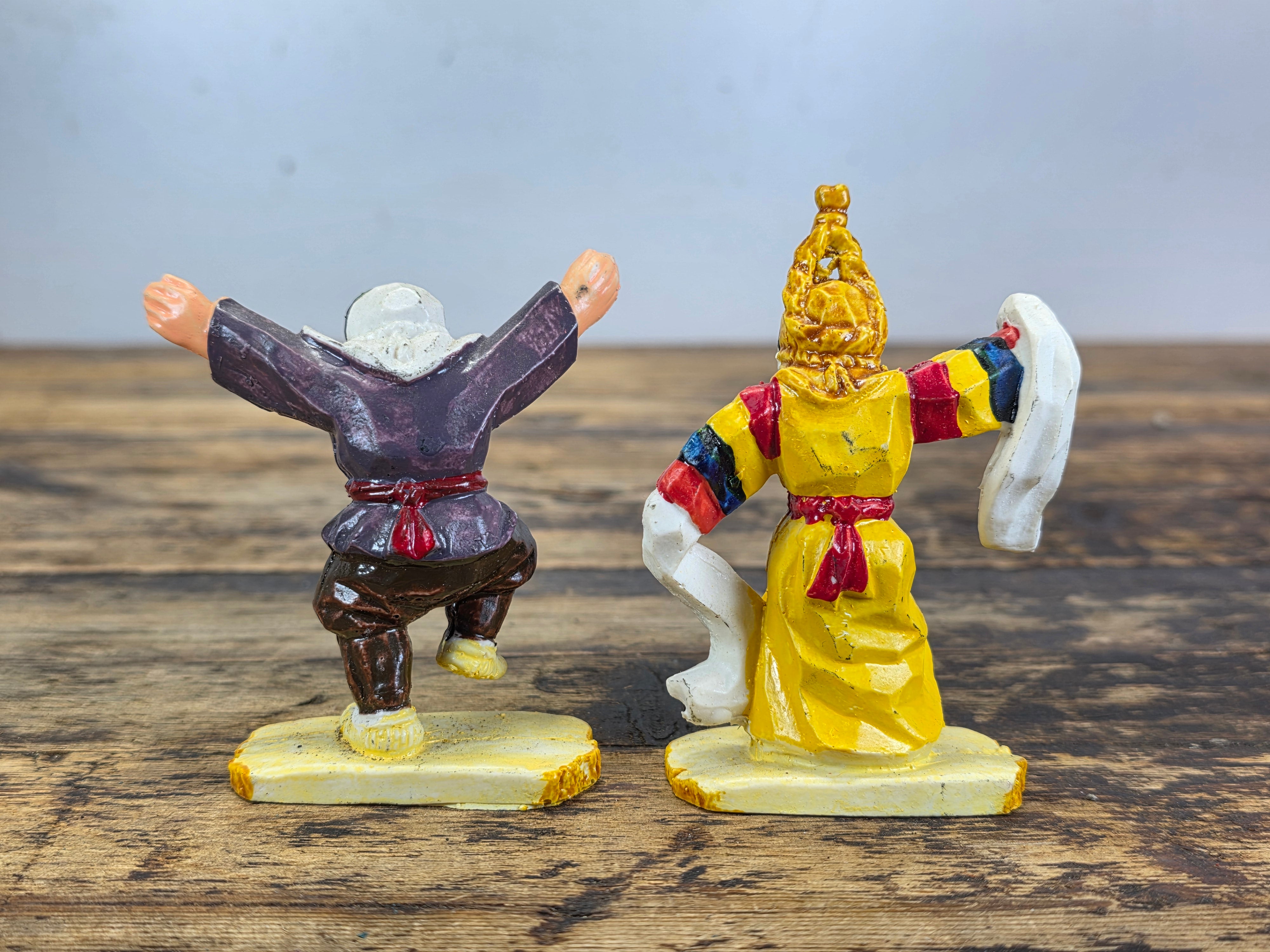 Vintage Korean Bongsan Talchum Mask Dance Figures Hand Painted Folk Art Set of 5