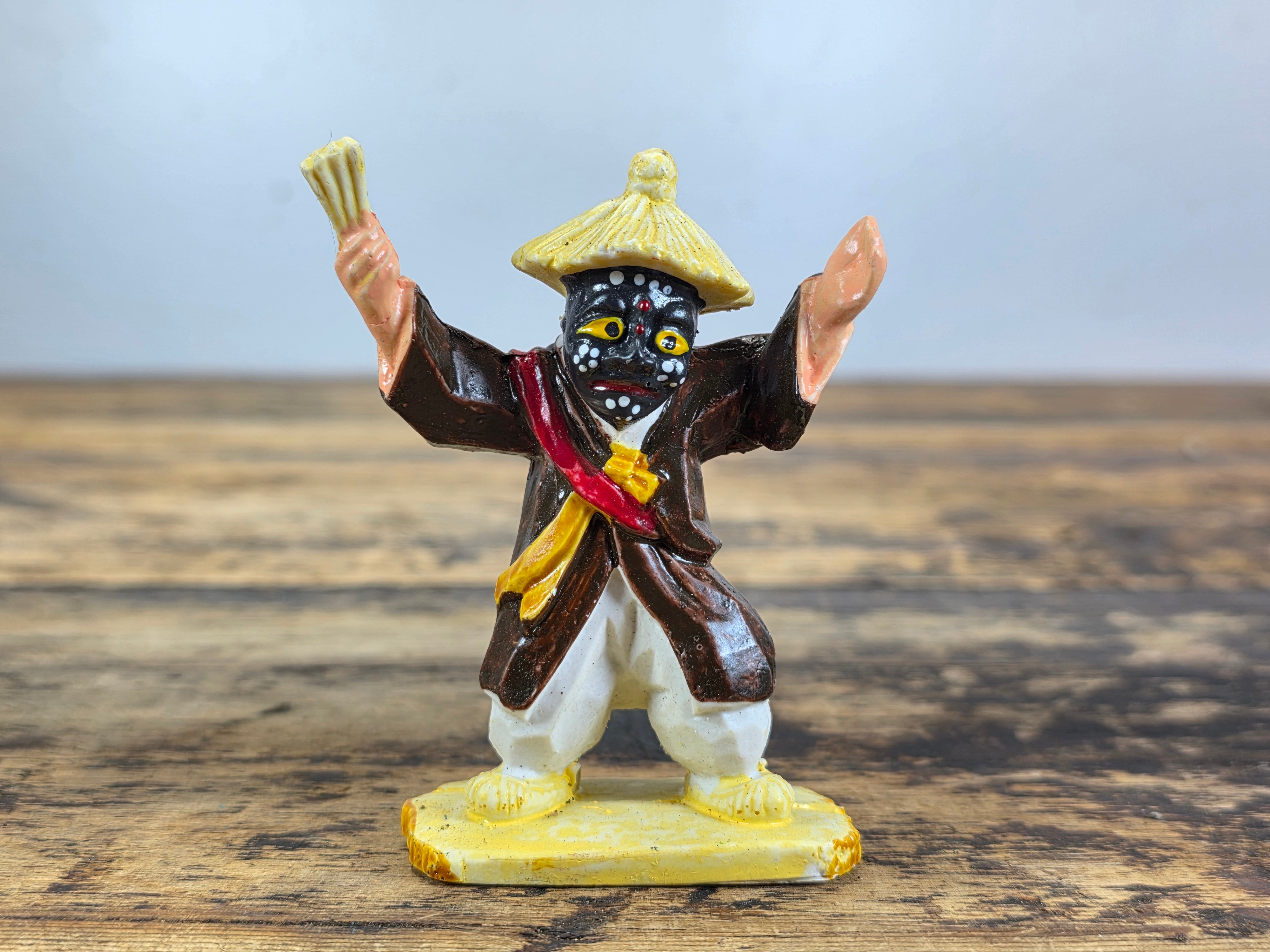Vintage Korean Bongsan Talchum Mask Dance Figures Hand Painted Folk Art Set of 5