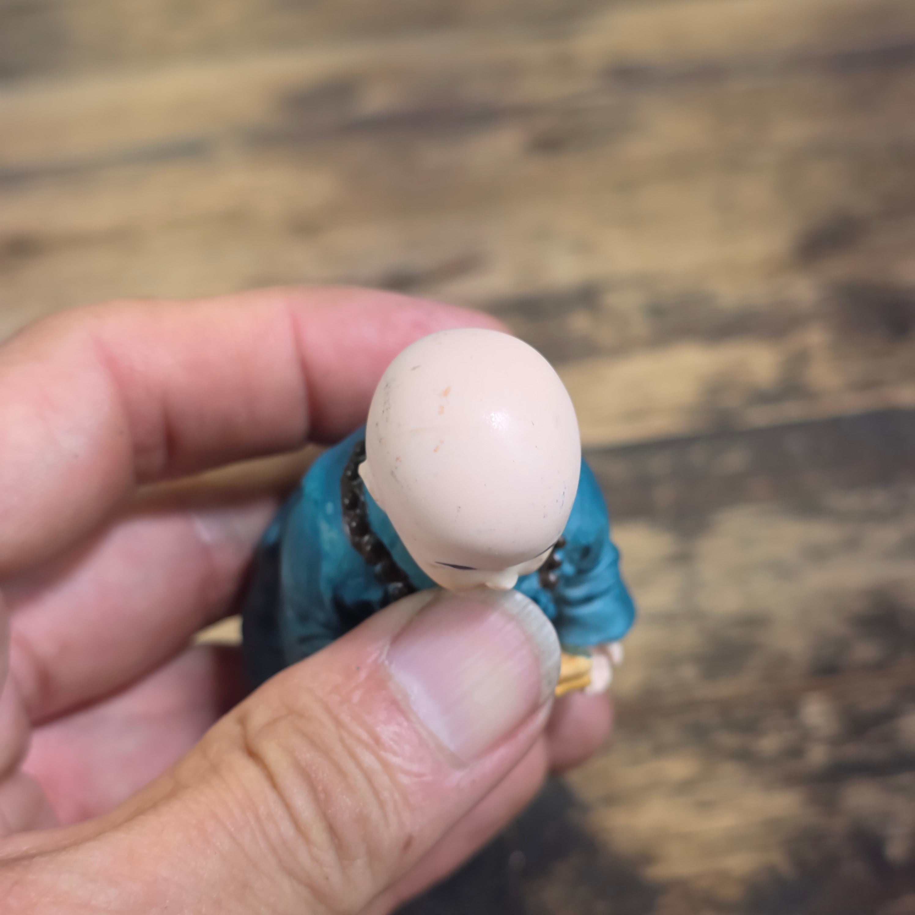 Korean Yejin Craft Baby Buddhist Monk Figurine Blue Resin Miniature Zen Statue