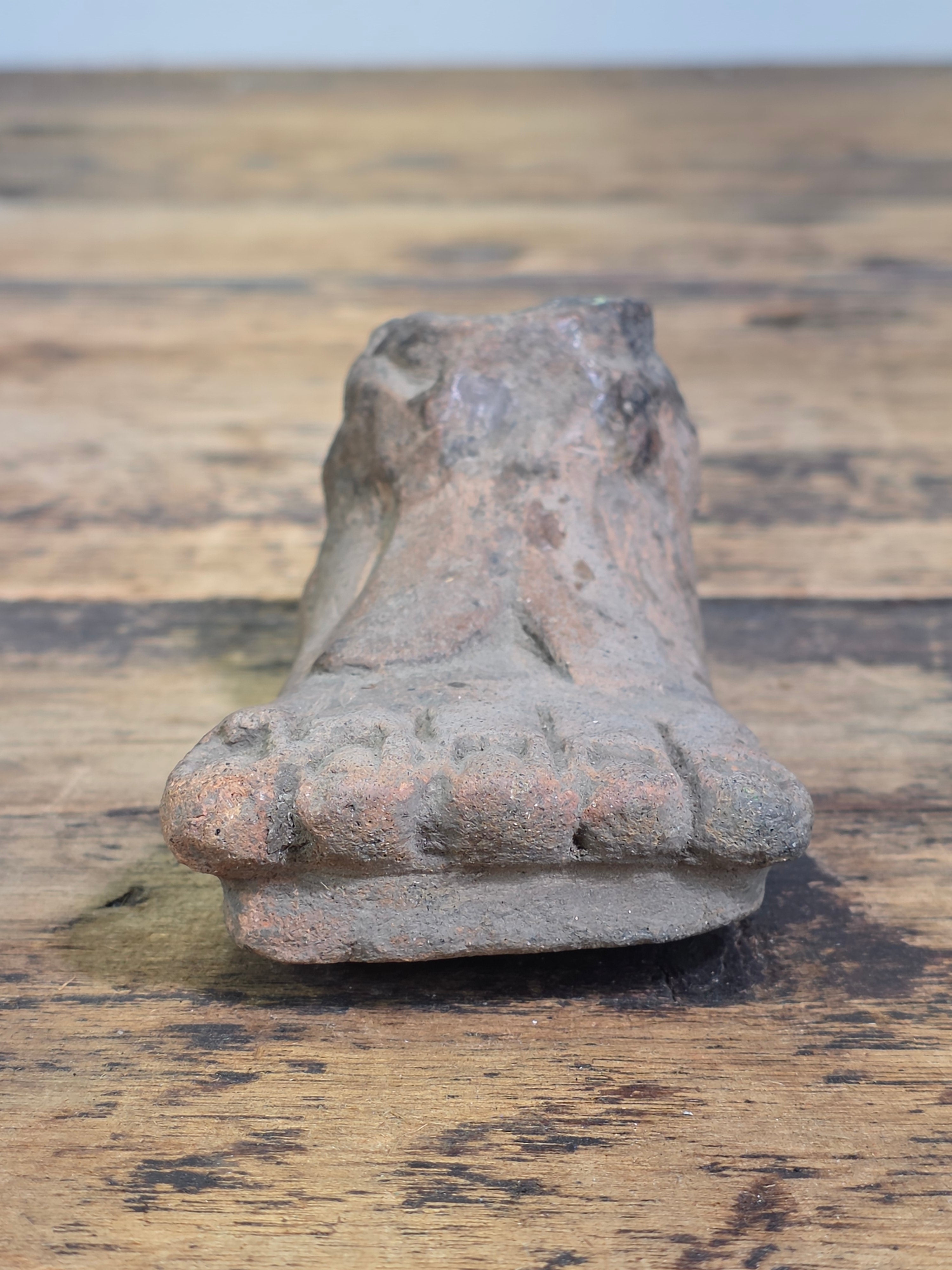 Antique Roman Etruscan Terracotta Votive Foot Altar Candle Holder Sandal Artifact