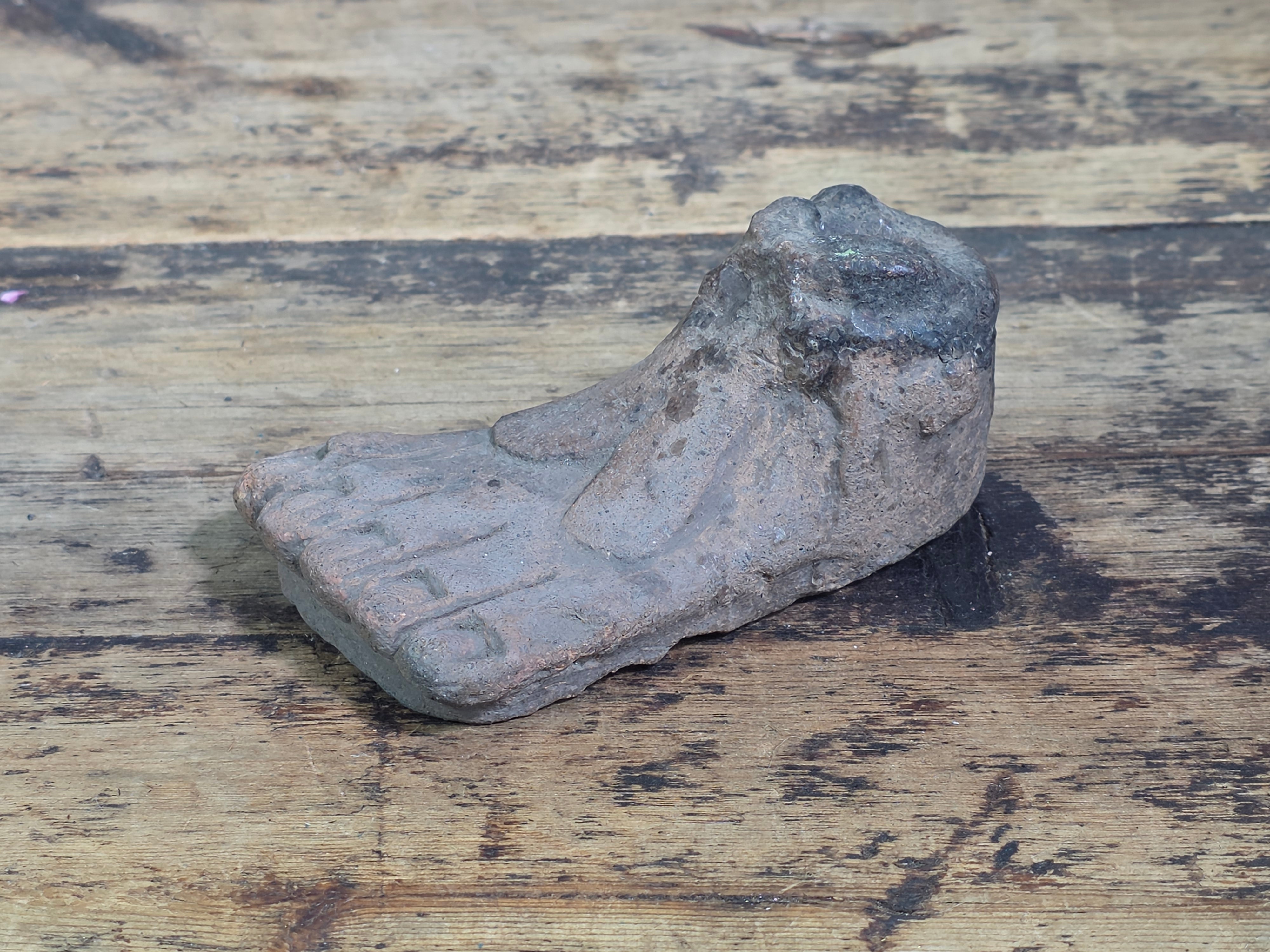 Antique Roman Etruscan Terracotta Votive Foot Altar Candle Holder Sandal Artifact