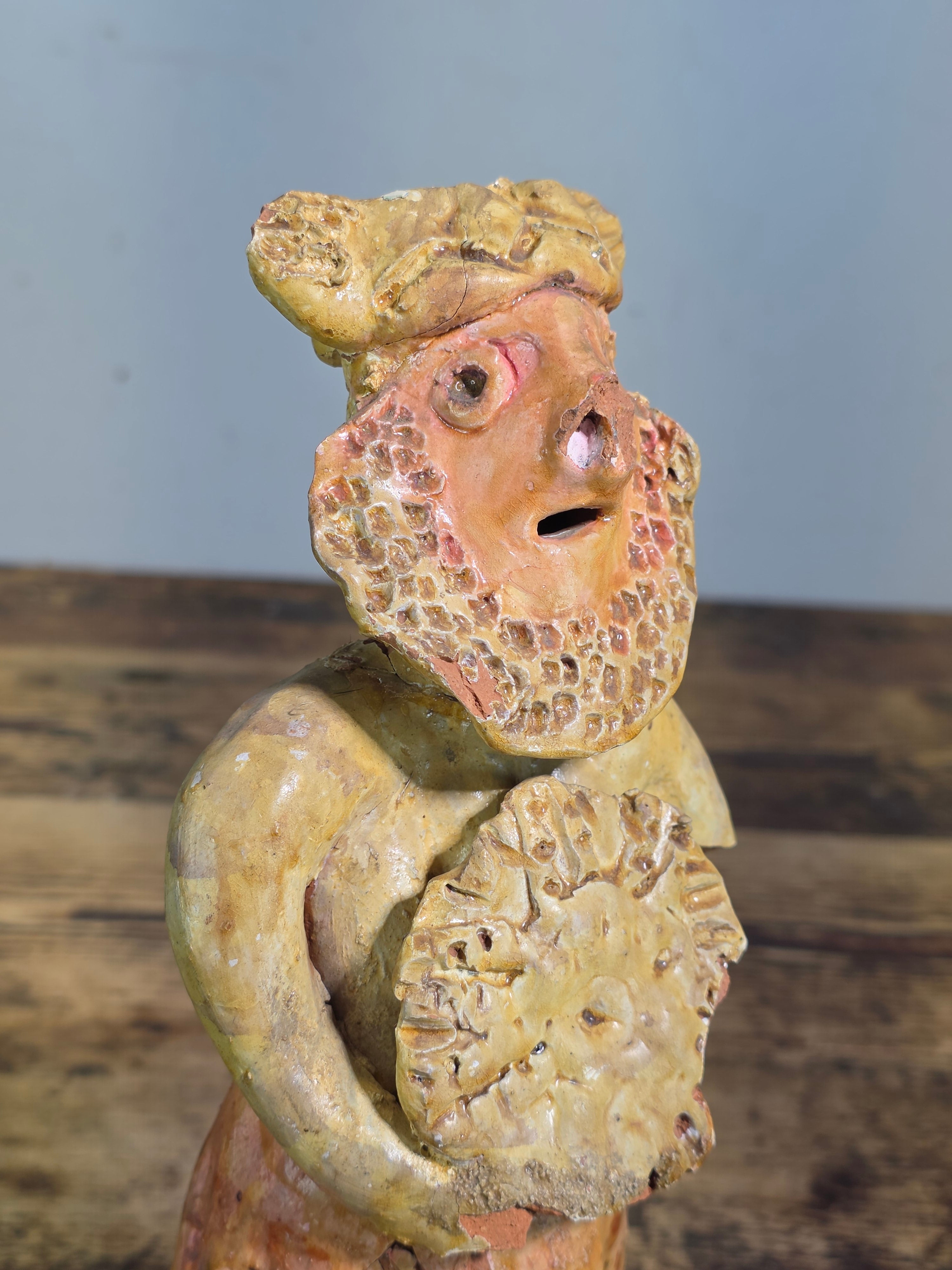 Vintage Ocumicho Michoacan Mexican Folk Art Face Coin Bank Terracotta MC 12"