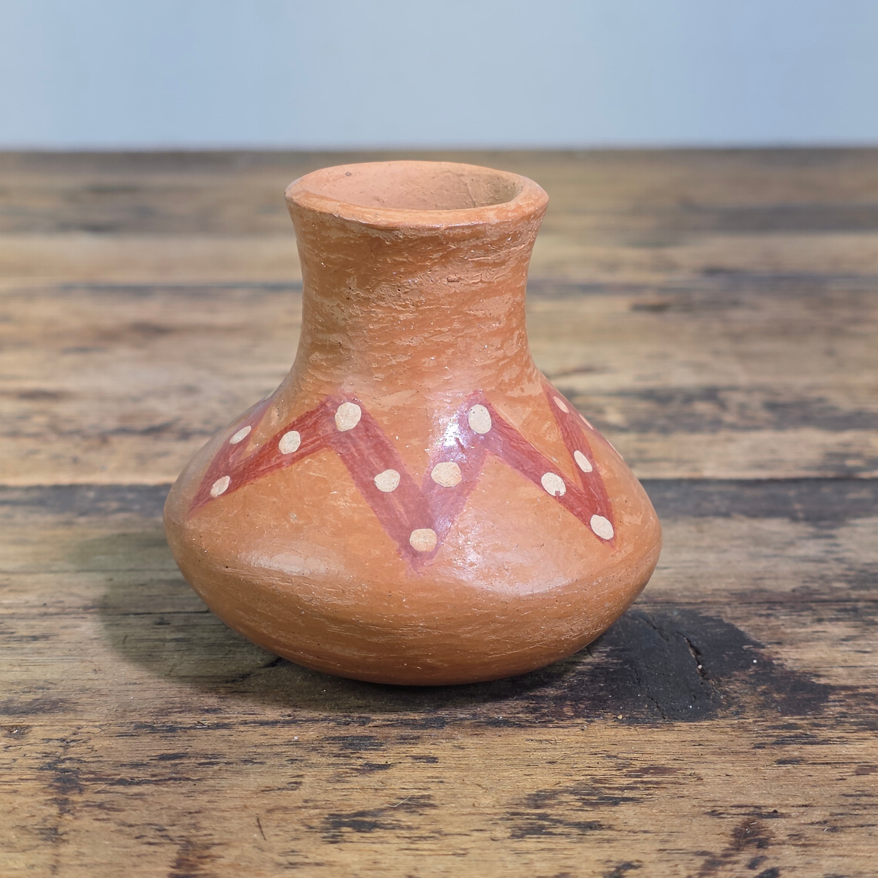 Vintage Tarahumara Pottery Olla Jar Mini Mexican Folk Art Redware Terracotta 3"