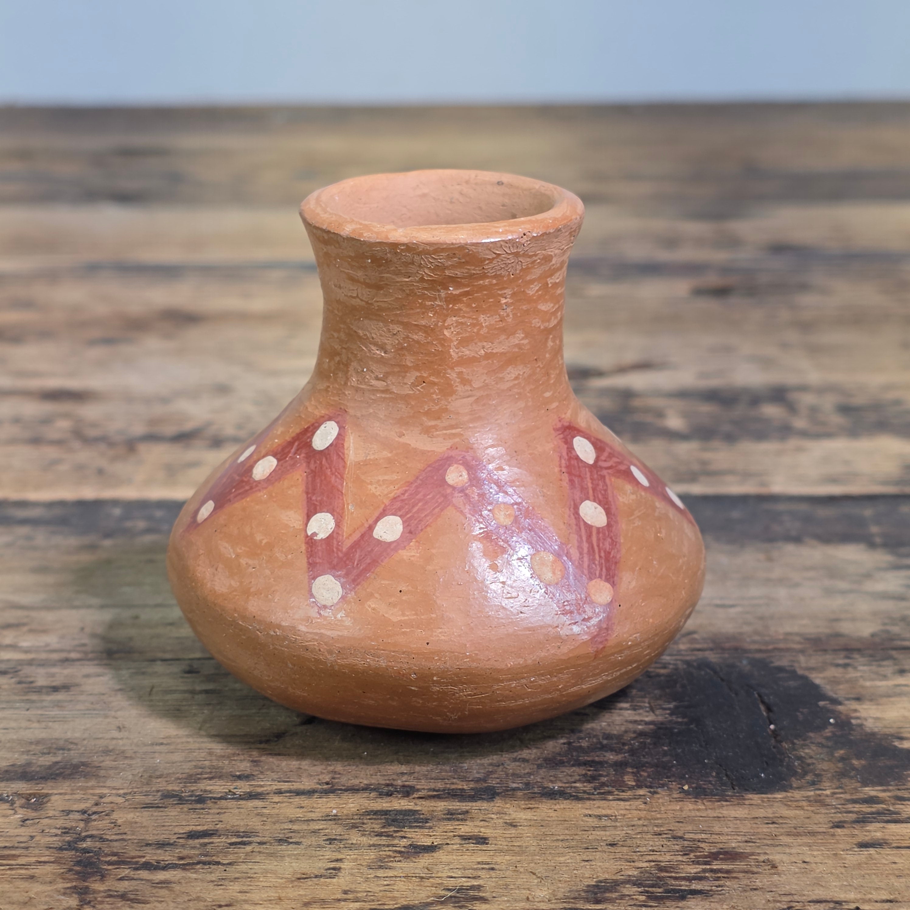 Vintage Tarahumara Pottery Olla Jar Mini Mexican Folk Art Redware Terracotta 3"