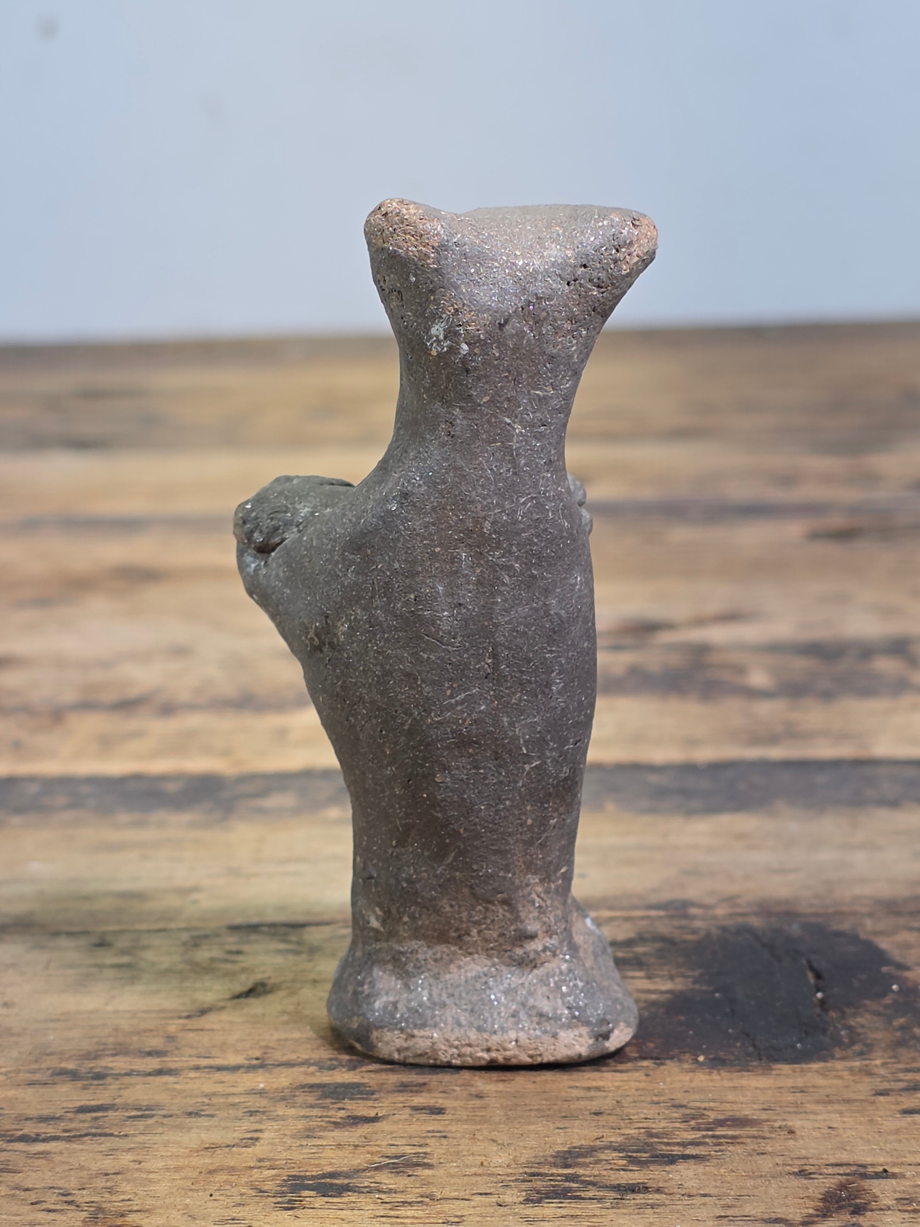 Vintage Micaceous Clay Pottery Bear Figurine Primitive Folk Art Effigy Animal