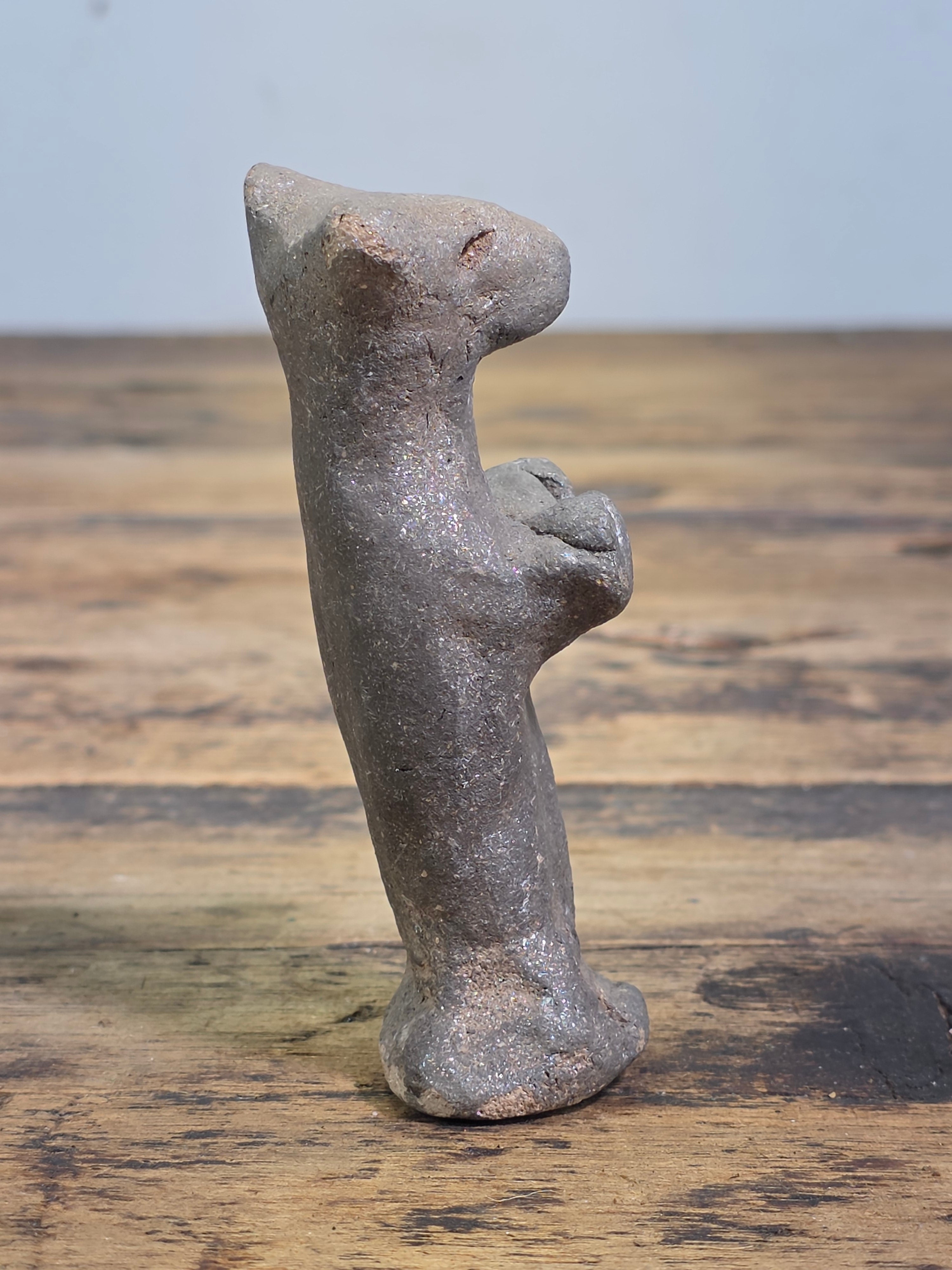 Vintage Micaceous Clay Pottery Bear Figurine Primitive Folk Art Effigy Animal