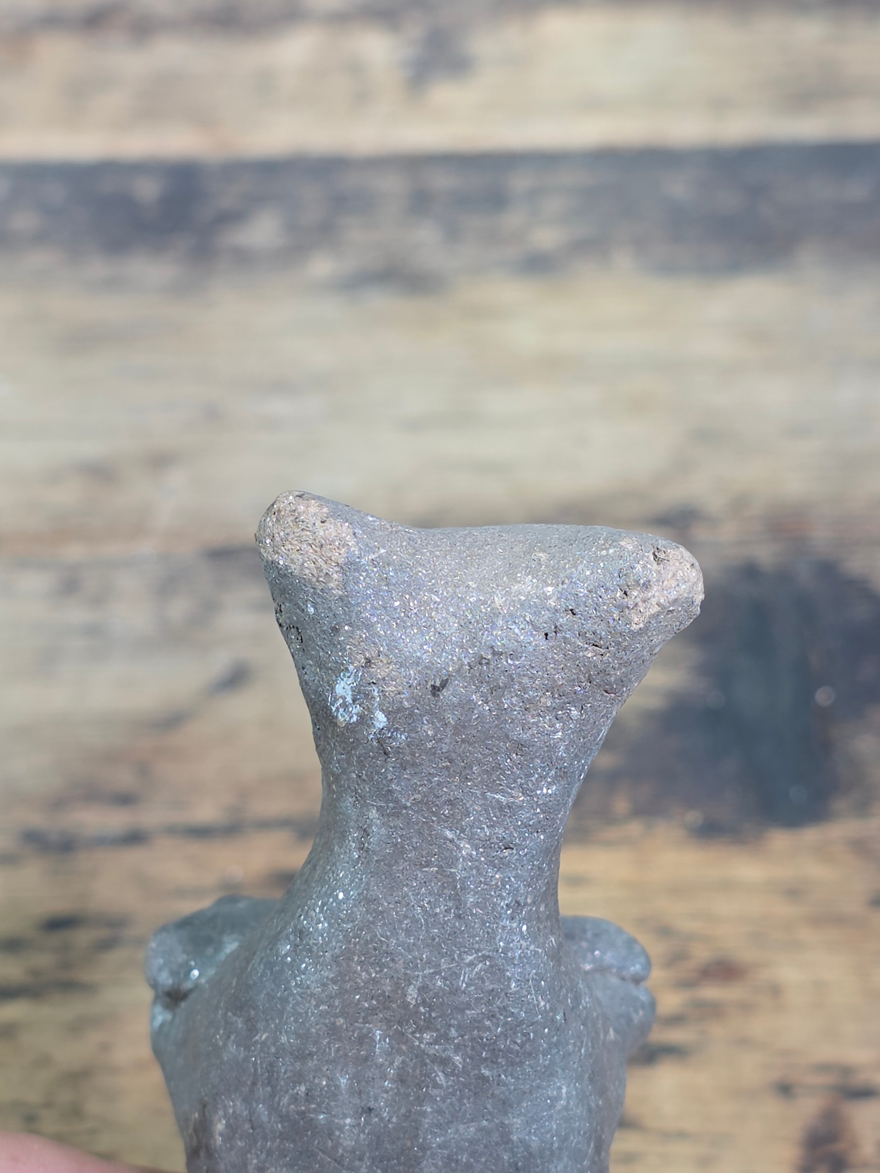 Vintage Micaceous Clay Pottery Bear Figurine Primitive Folk Art Effigy Animal