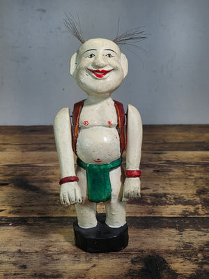 Vintage Vietnamese Water Puppet Chu Teu Wooden Carved Animated Toy Folk Art 9"