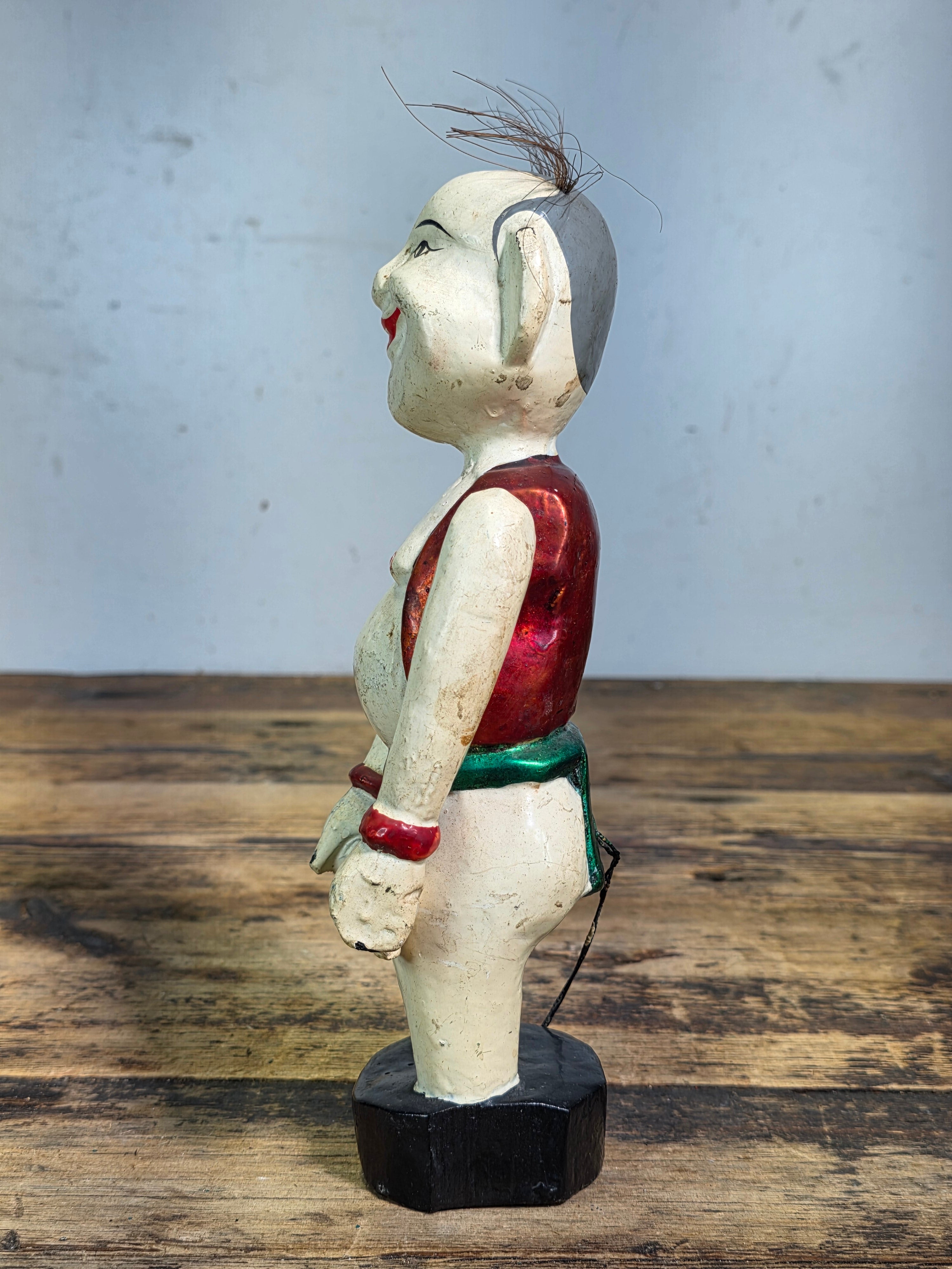 Vintage Vietnamese Water Puppet Chu Teu Wooden Carved Animated Toy Folk Art 9"