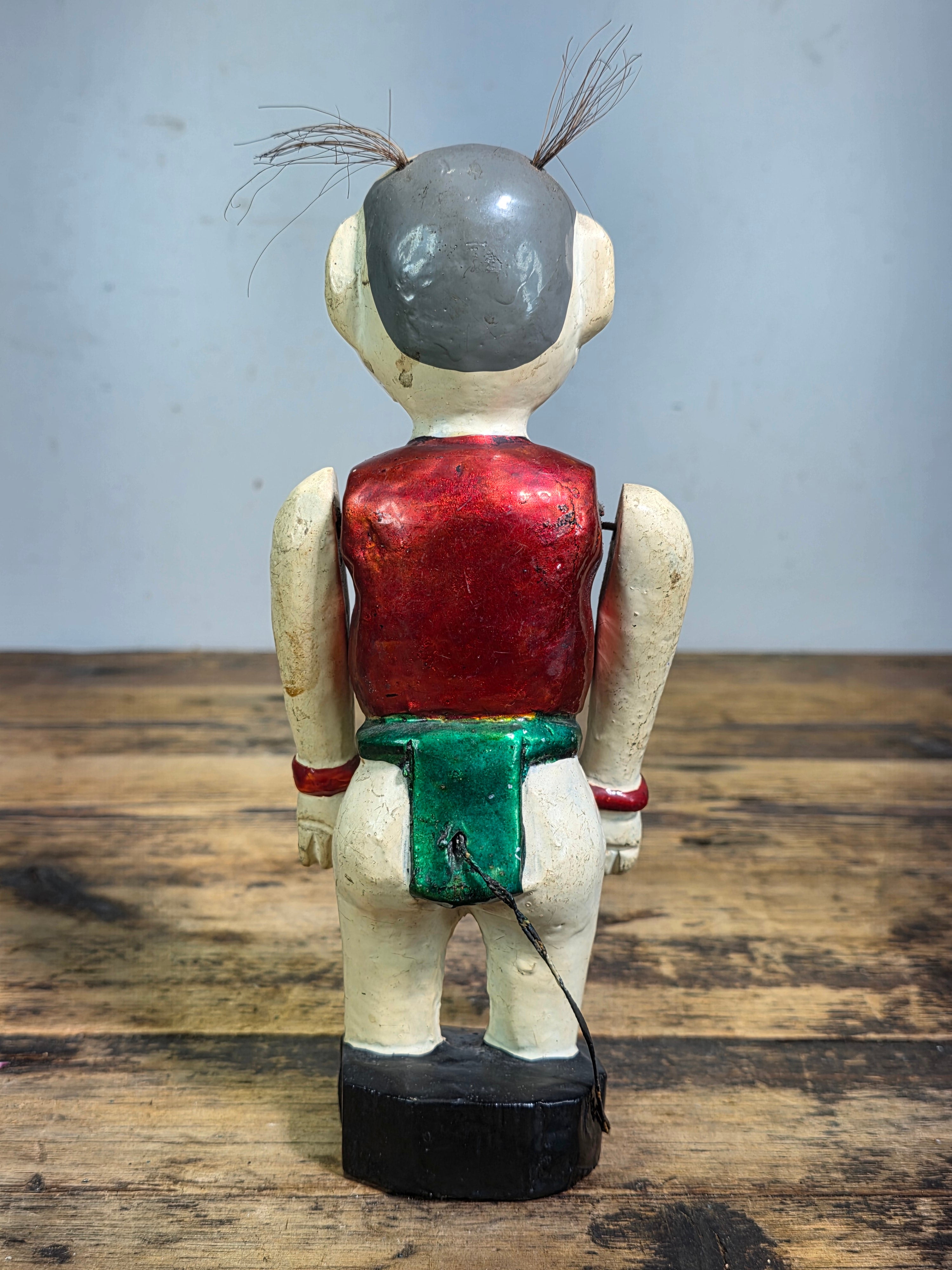 Vintage Vietnamese Water Puppet Chu Teu Wooden Carved Animated Toy Folk Art 9"
