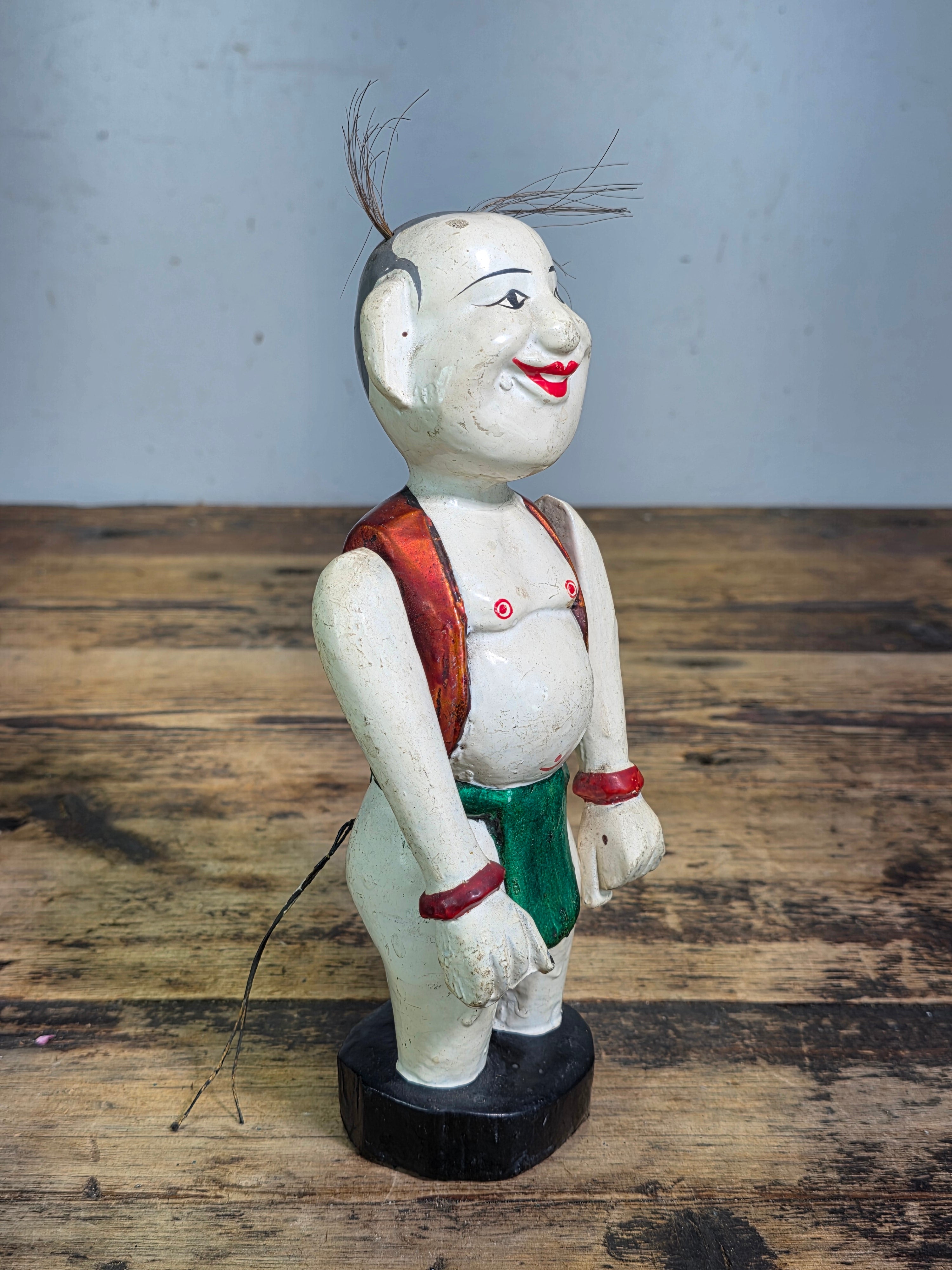 Vintage Vietnamese Water Puppet Chu Teu Wooden Carved Animated Toy Folk Art 9"