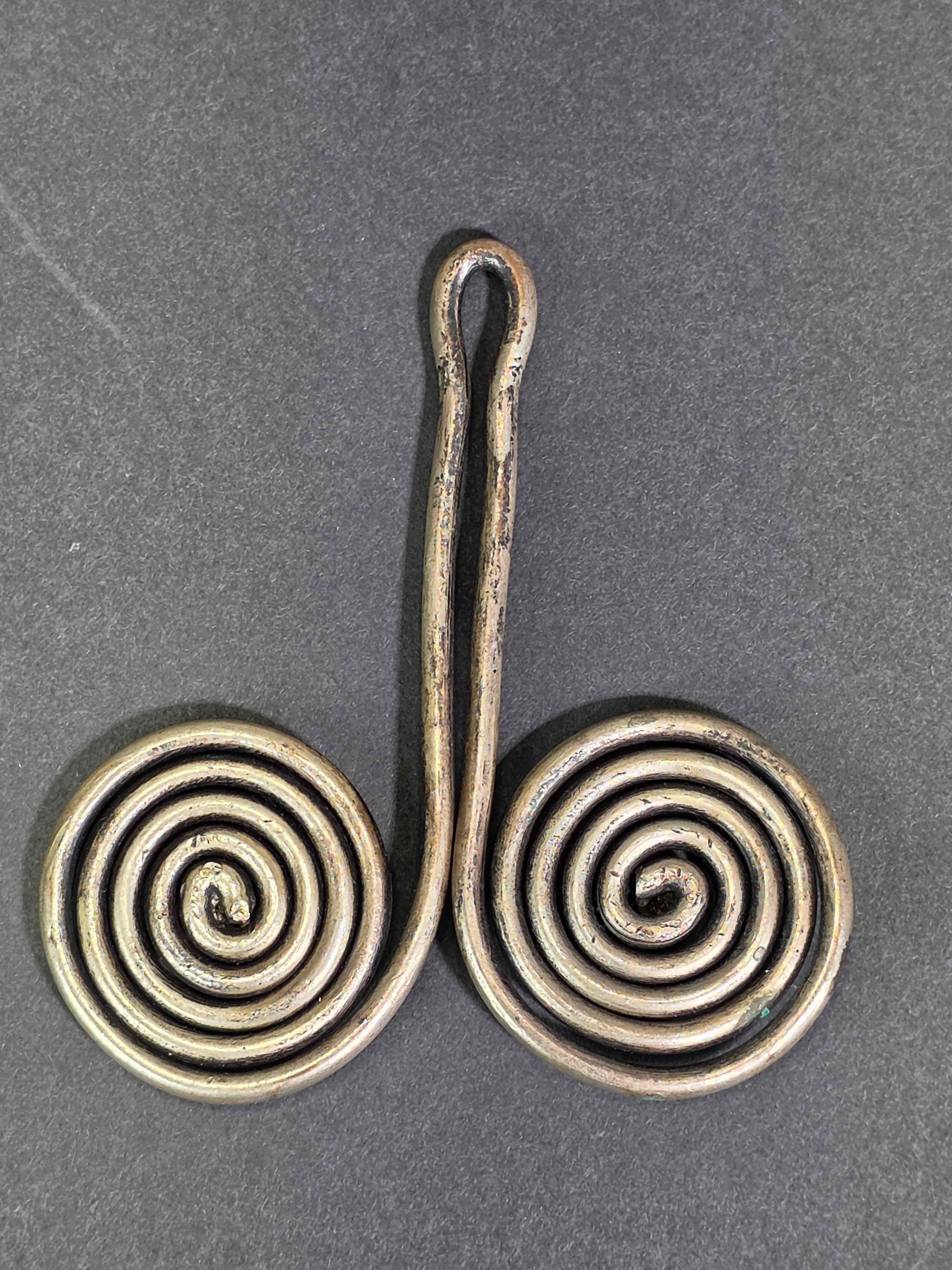 Antique Batak Padung Padung Silver Earring Sumatra Indonesia Tribal Spiral
