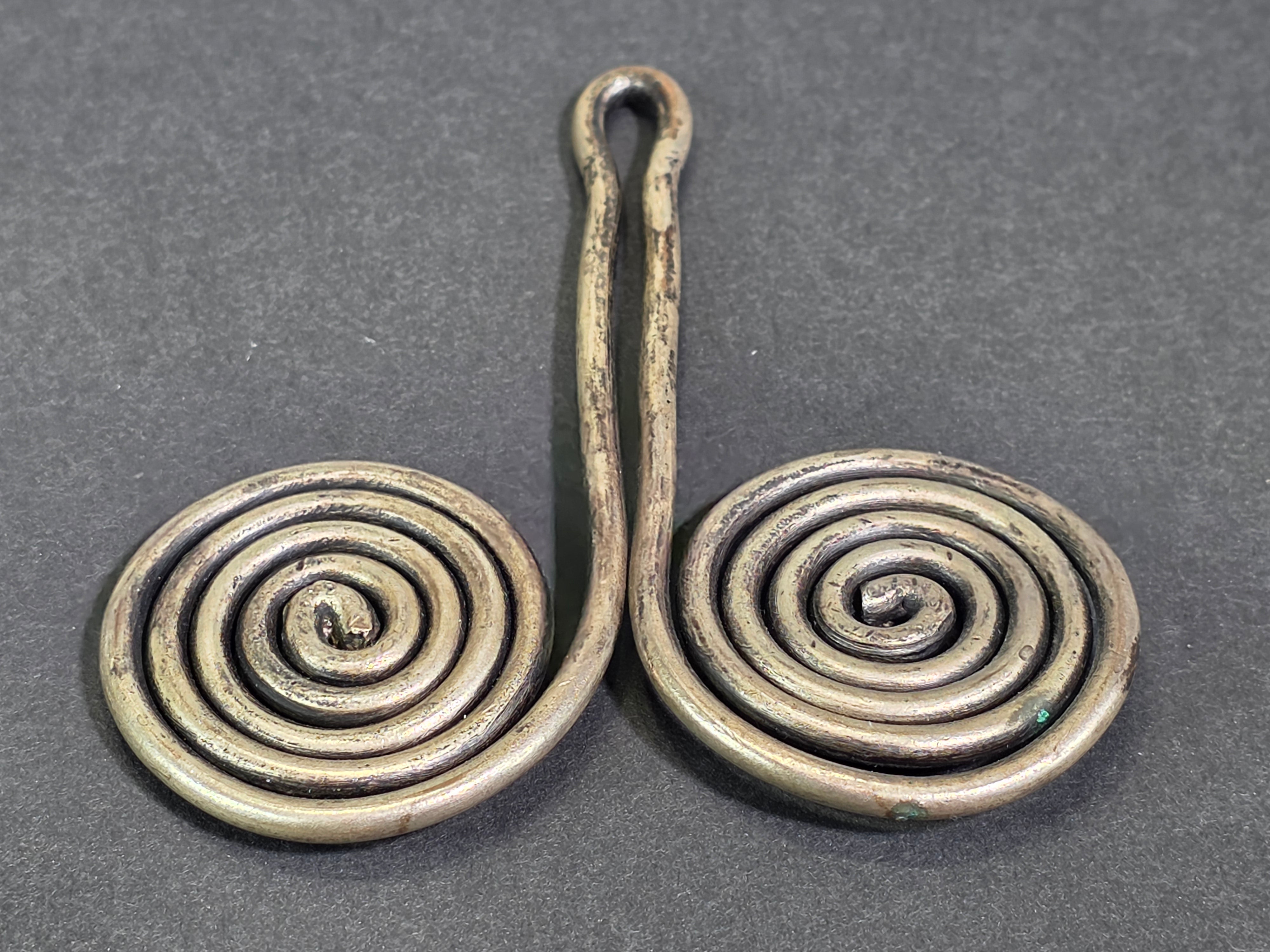 Antique Batak Padung Padung Silver Earring Sumatra Indonesia Tribal Spiral