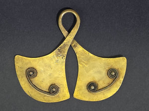 Vintage Indonesia Flores Island Ngada Taka Pendant Brass Bronze Tribal Art 3"