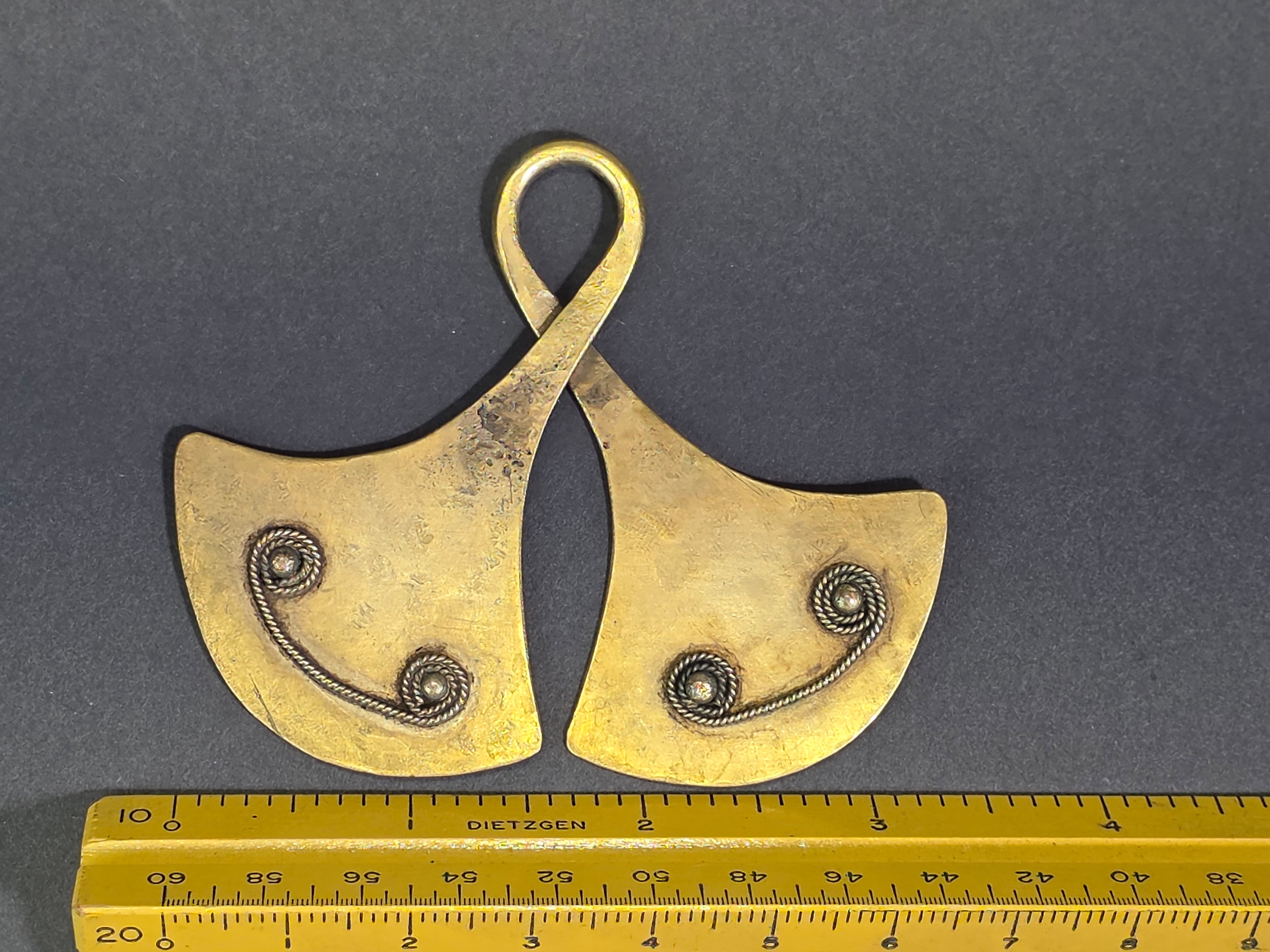 Vintage Indonesia Flores Island Ngada Taka Pendant Brass Bronze Tribal Art 3"
